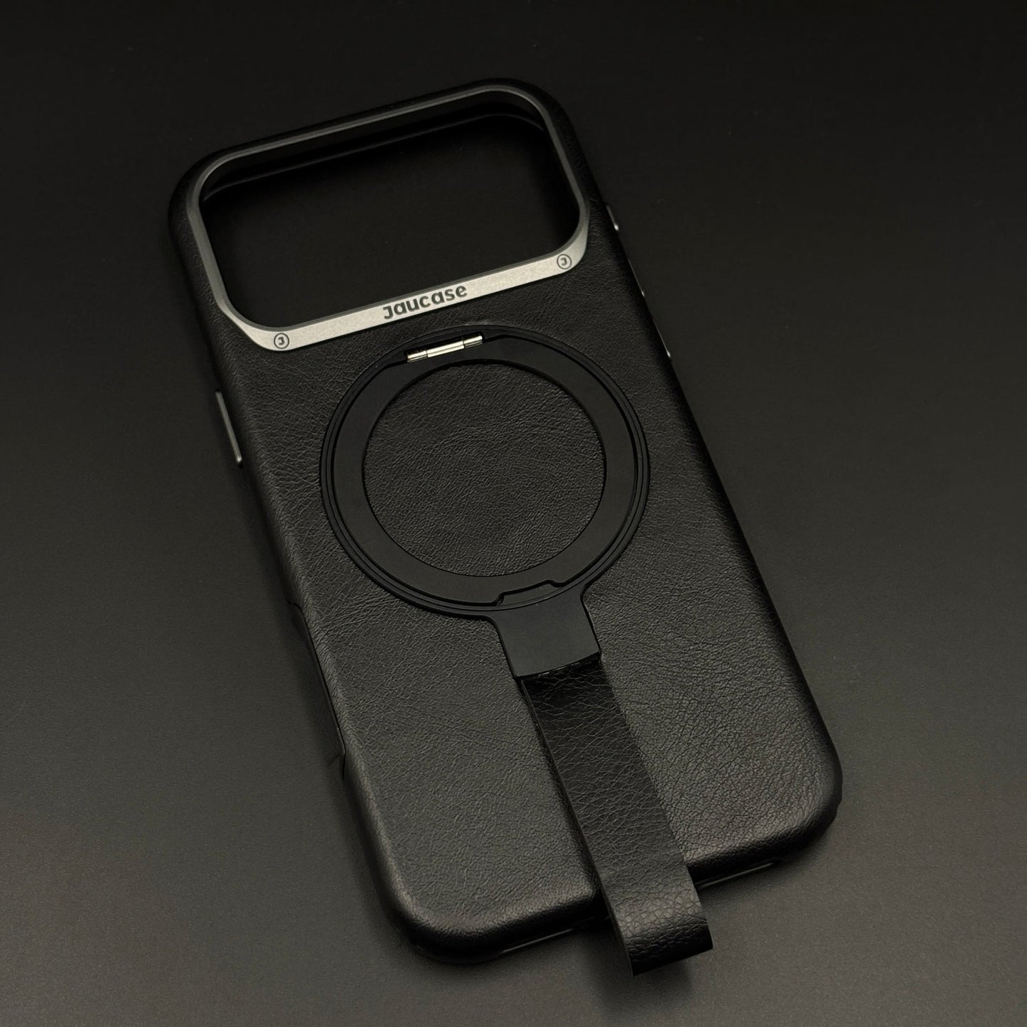 Leather MagSafe Ring Stand Case with Strap for iPhone 17 Series | Slim Grip Holder Cover