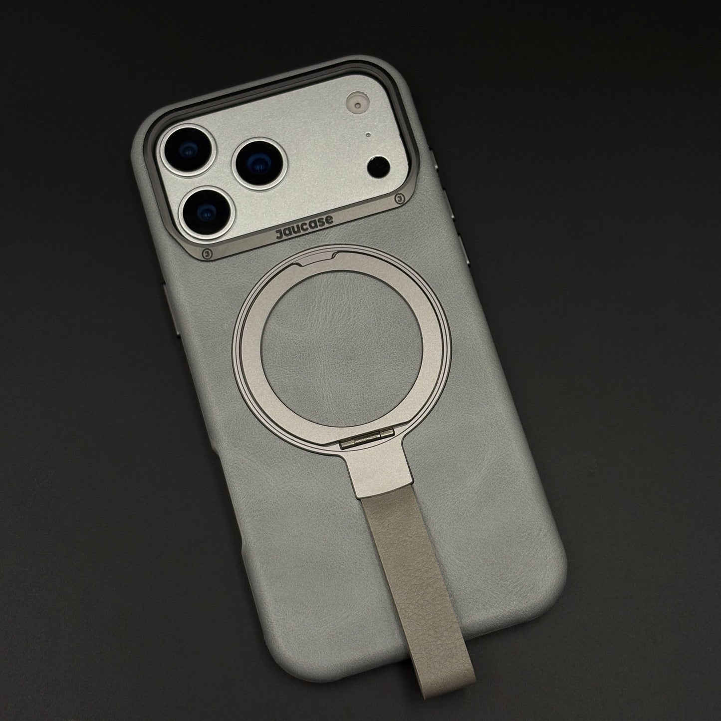 Leather MagSafe Ring Stand Case with Strap for iPhone 17 Series | Slim Grip Holder Cover