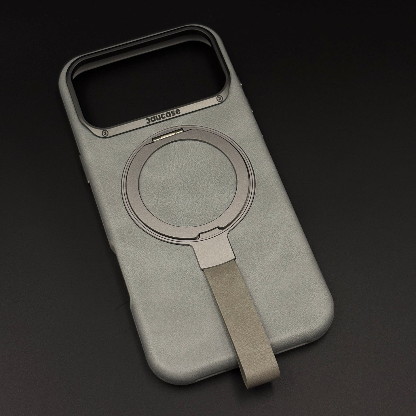Leather MagSafe Ring Stand Case with Strap for iPhone 17 Series | Slim Grip Holder Cover