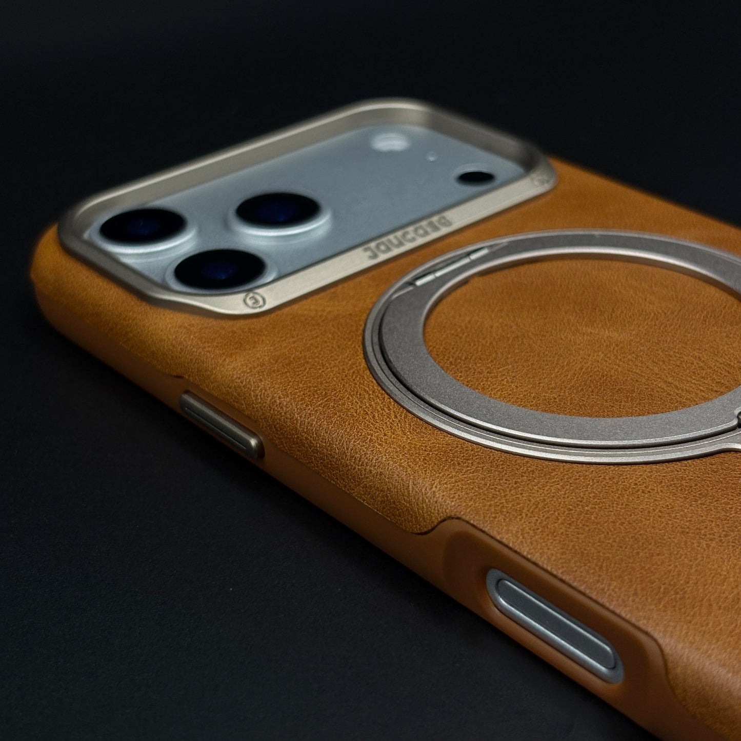 Leather MagSafe Ring Stand Case with Strap for iPhone 17 Series | Slim Grip Holder Cover