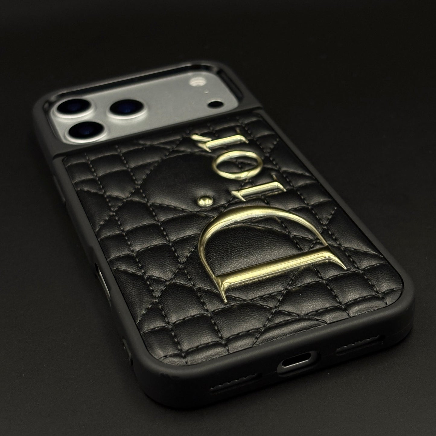 Luxury Brand CD Puffer Leather Case for iPhone 17 Series | Quilted Designer Protective Cover