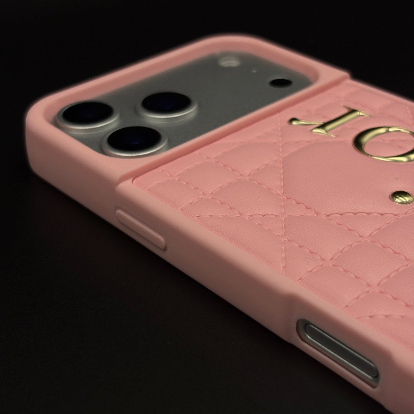 Luxury Brand CD Puffer Leather Case for iPhone 17 Series | Quilted Designer Protective Cover