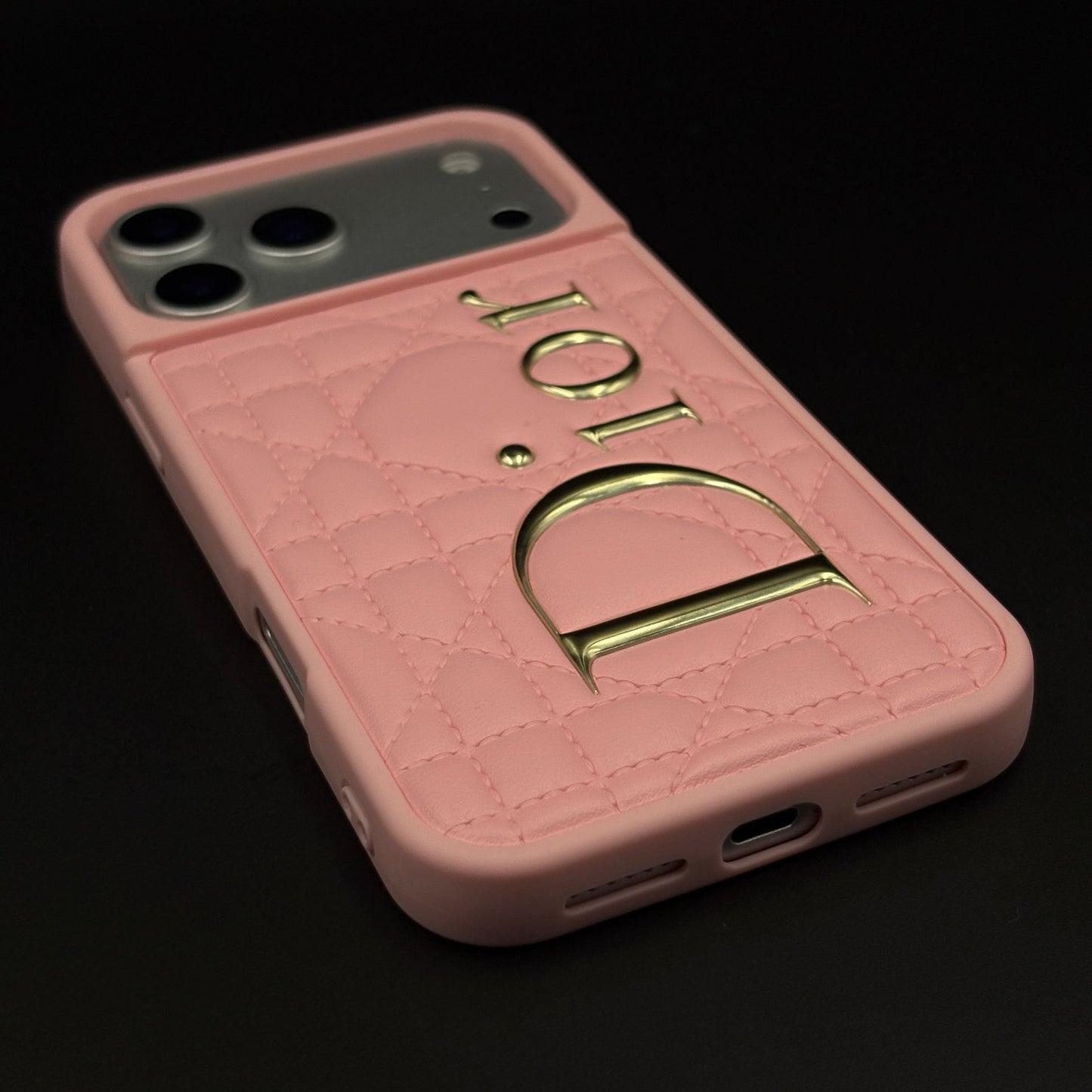 Luxury Brand CD Puffer Leather Case for iPhone 17 Series | Quilted Designer Protective Cover