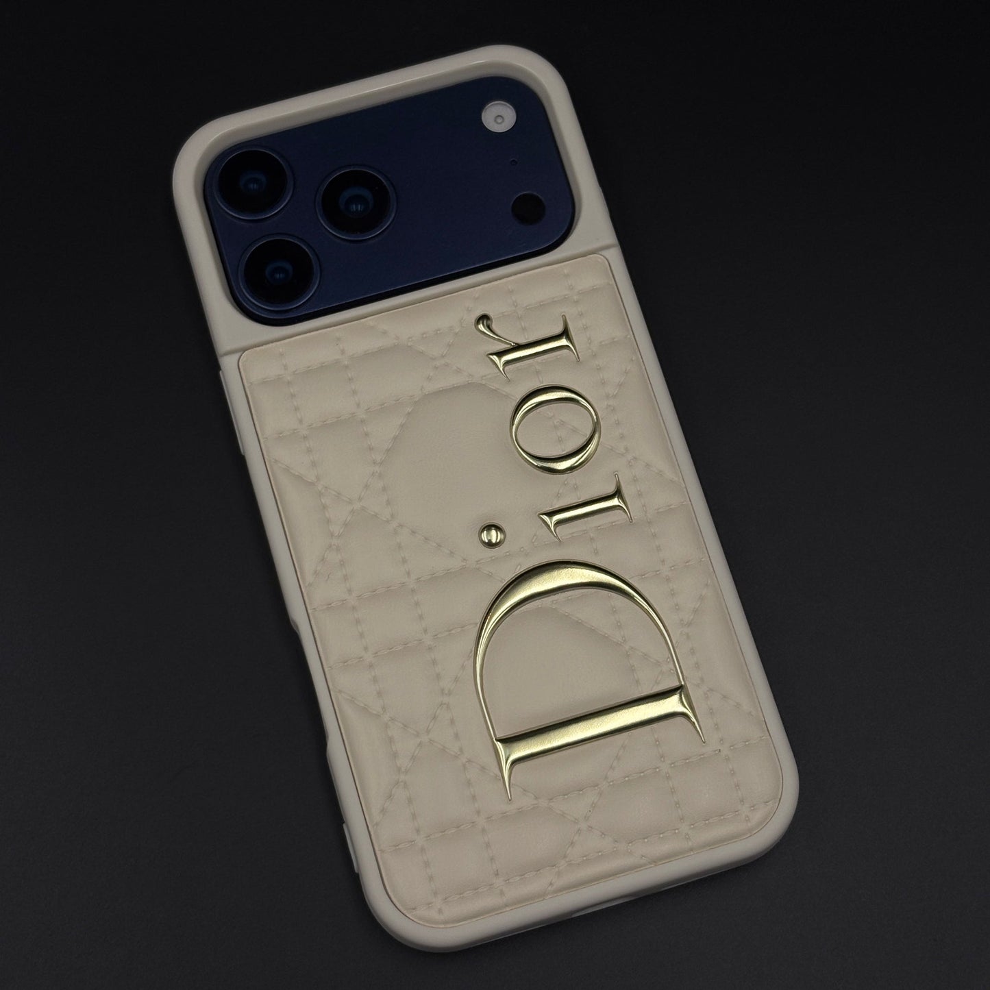 Luxury Brand CD Puffer Leather Case for iPhone 17 Series | Quilted Designer Protective Cover