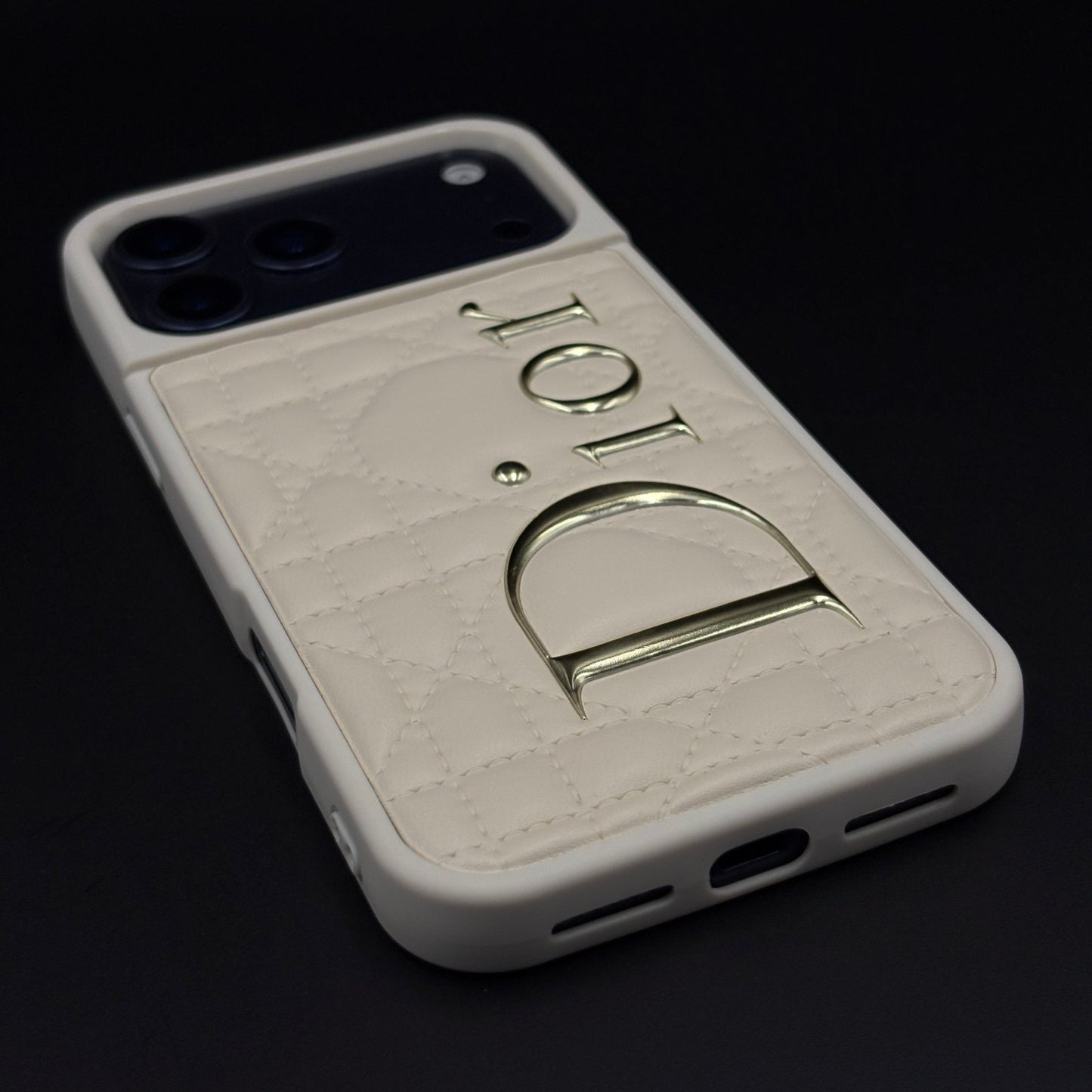 Luxury Brand CD Puffer Leather Case for iPhone 17 Series | Quilted Designer Protective Cover