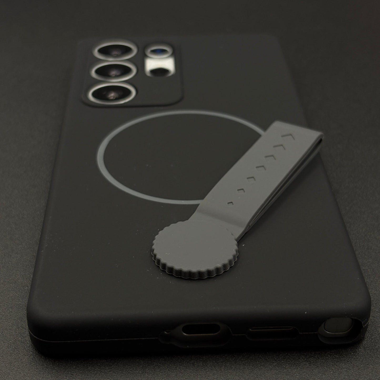 Liquid Silicone Wristband Case for Samsung Galaxy S24 Ultra | Silk Feel Touch Grip | Built-In Strap | MagSafe Compatible