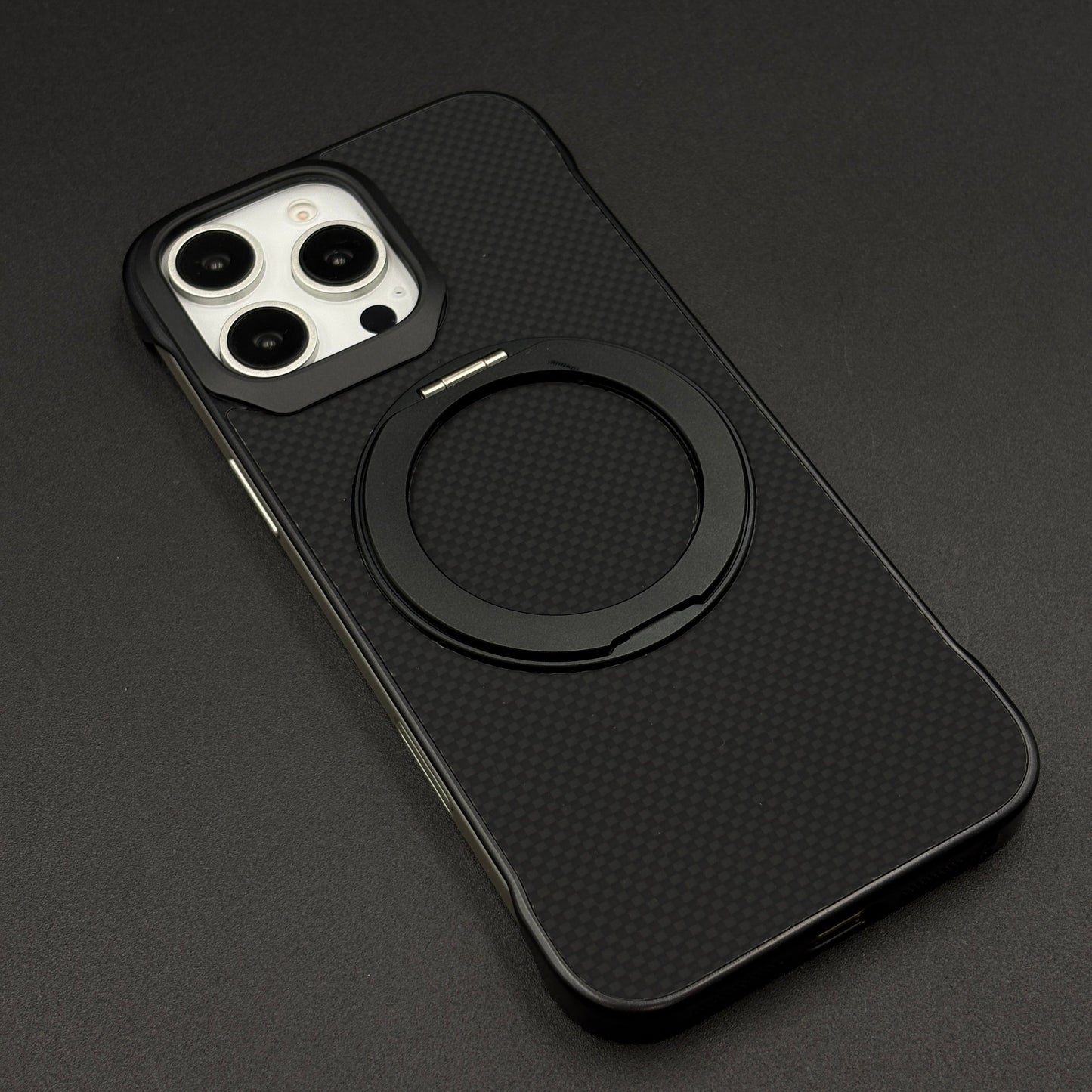 Carbon Fibre Metal Frame Case for iPhone Series | MagSafe Compatible Stand | Rugged Style Protection