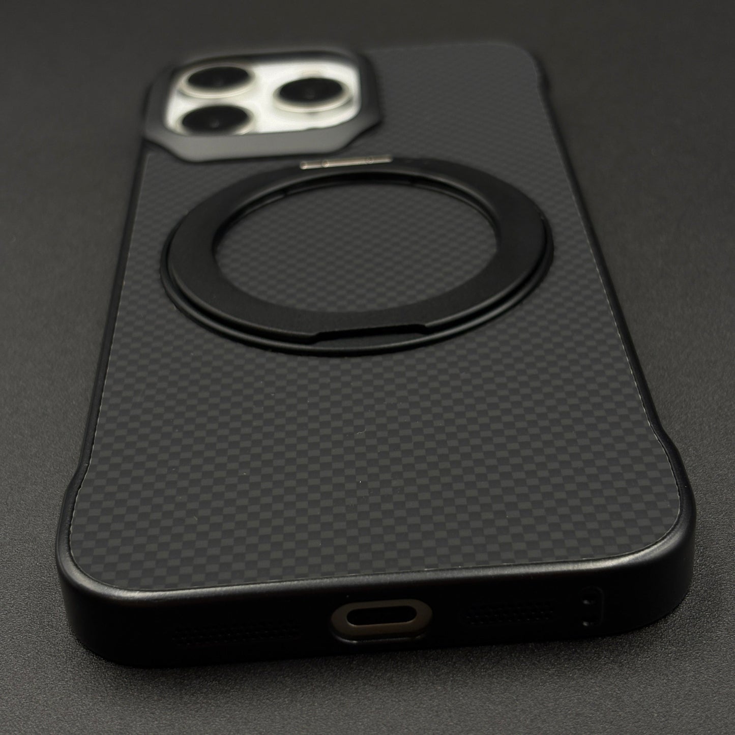 Carbon Fibre Metal Frame Case for iPhone Series | MagSafe Compatible Stand | Rugged Style Protection