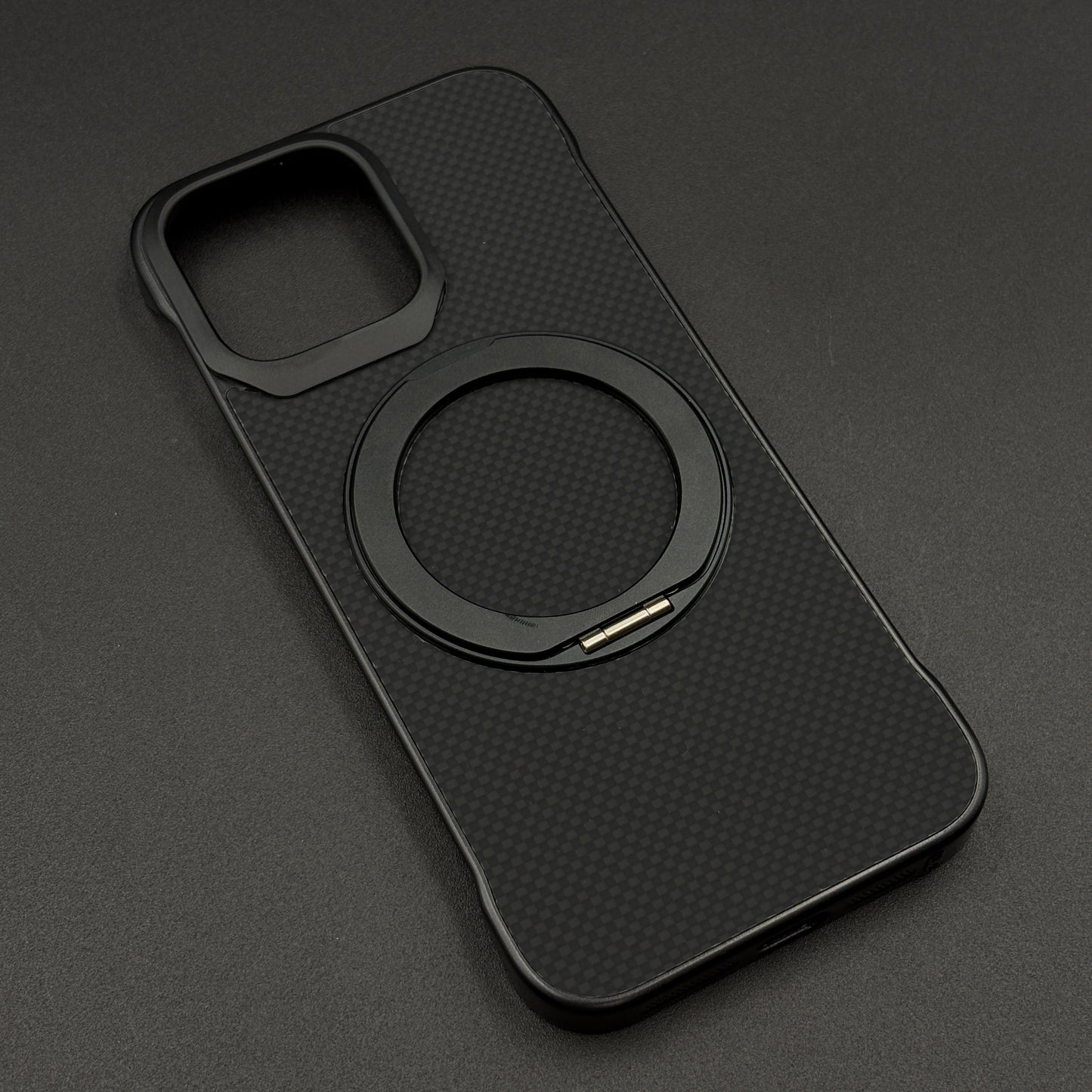 Carbon Fibre Metal Frame Case for iPhone Series | MagSafe Compatible Stand | Rugged Style Protection