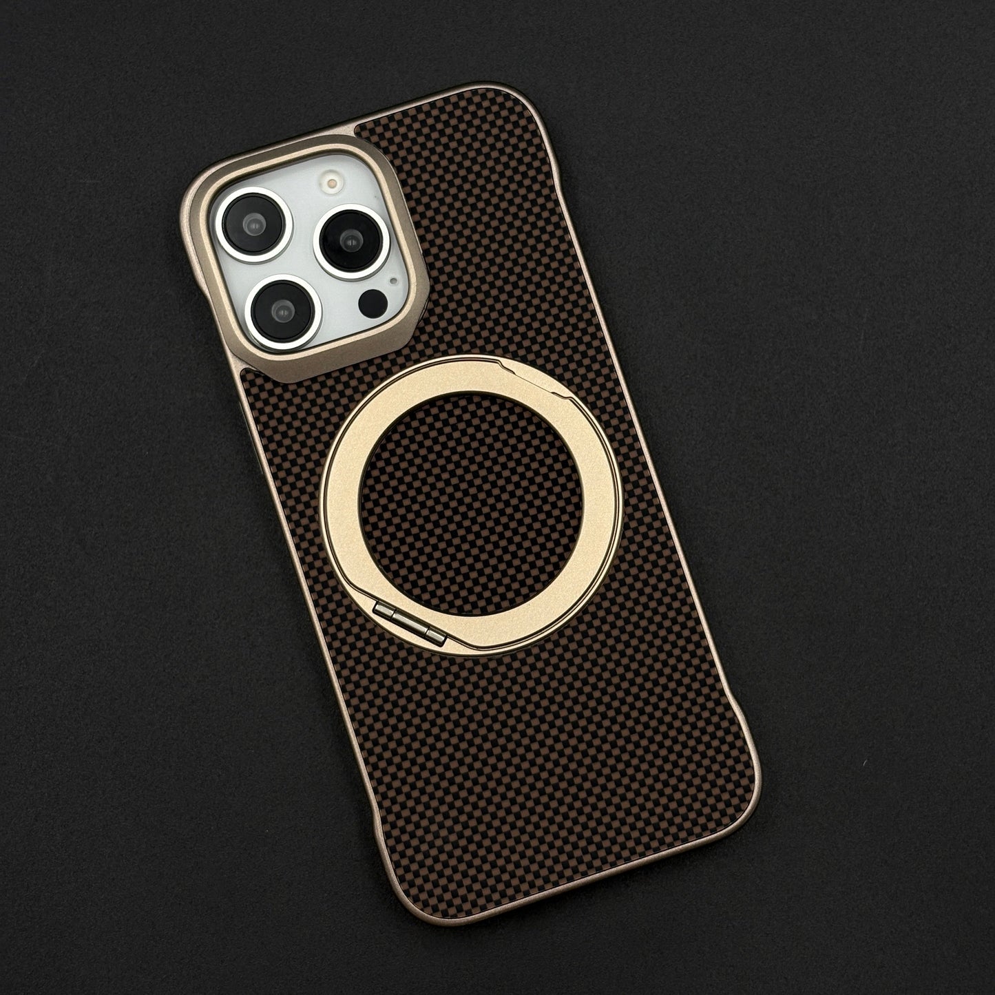 Carbon Fibre Metal Frame Case for iPhone Series | MagSafe Compatible Stand | Rugged Style Protection