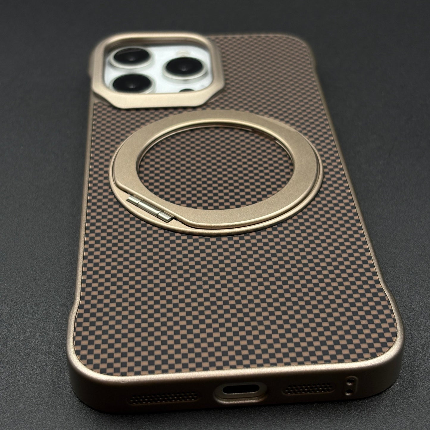 Carbon Fibre Metal Frame Case for iPhone Series | MagSafe Compatible Stand | Rugged Style Protection