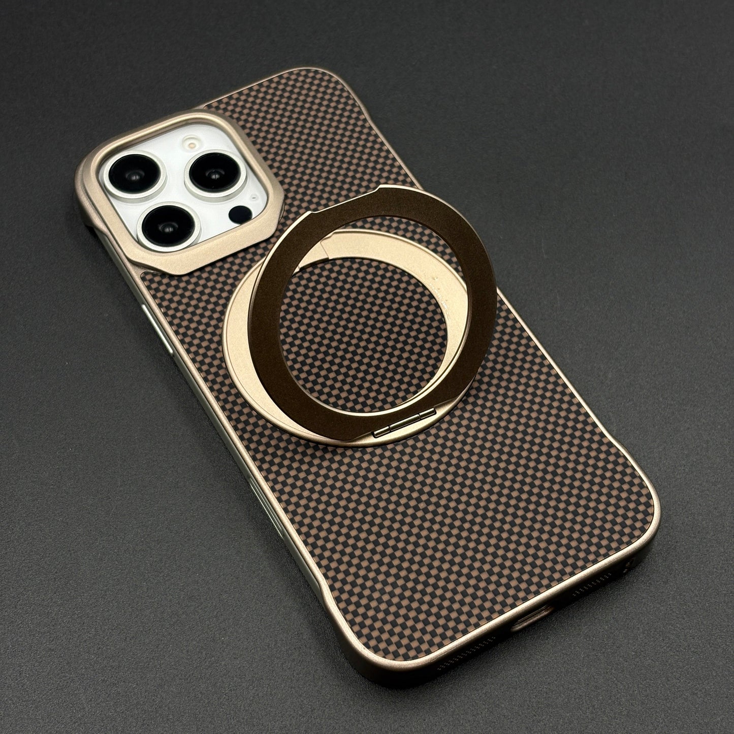 Carbon Fibre Metal Frame Case for iPhone Series | MagSafe Compatible Stand | Rugged Style Protection