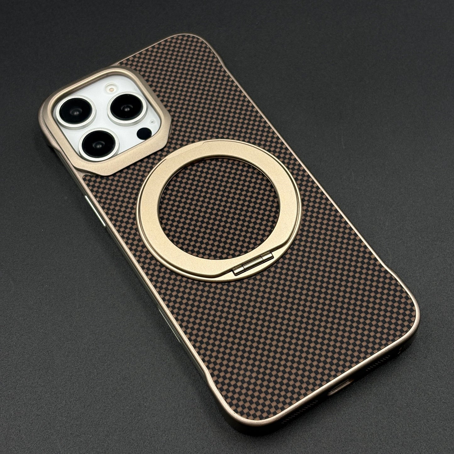 Carbon Fibre Metal Frame Case for iPhone Series | MagSafe Compatible Stand | Rugged Style Protection