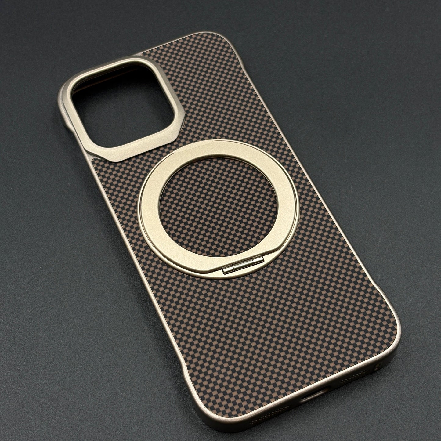 Carbon Fibre Metal Frame Case for iPhone Series | MagSafe Compatible Stand | Rugged Style Protection