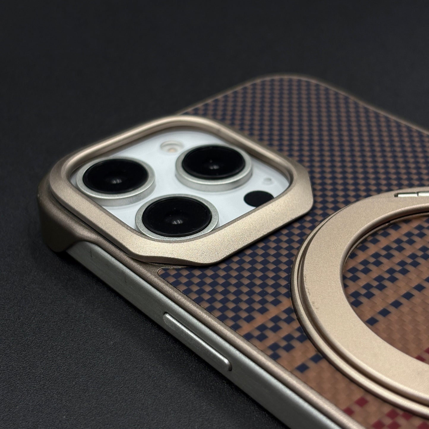 Carbon Fibre Metal Frame Case for iPhone Series | MagSafe Compatible Stand | Rugged Style Protection