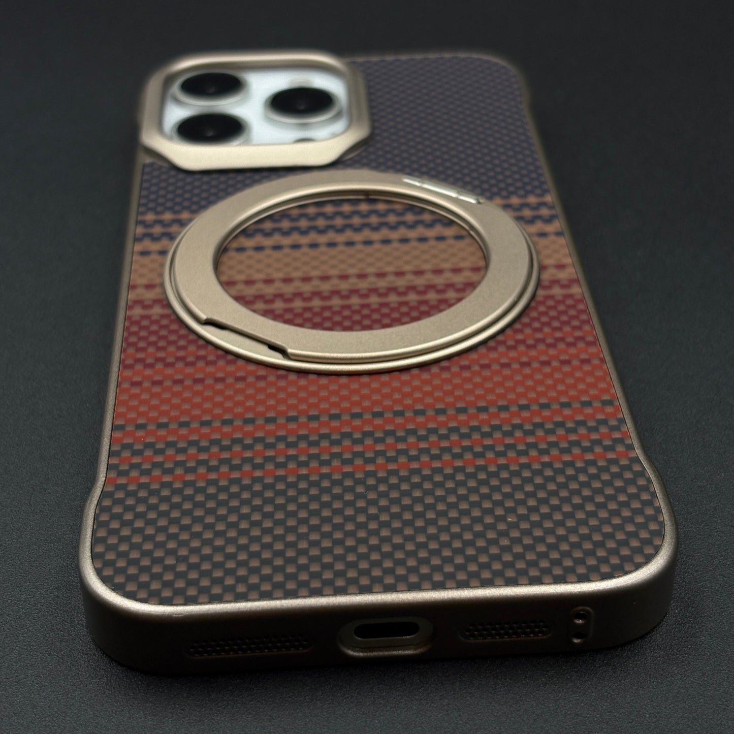 Carbon Fibre Metal Frame Case for iPhone Series | MagSafe Compatible Stand | Rugged Style Protection
