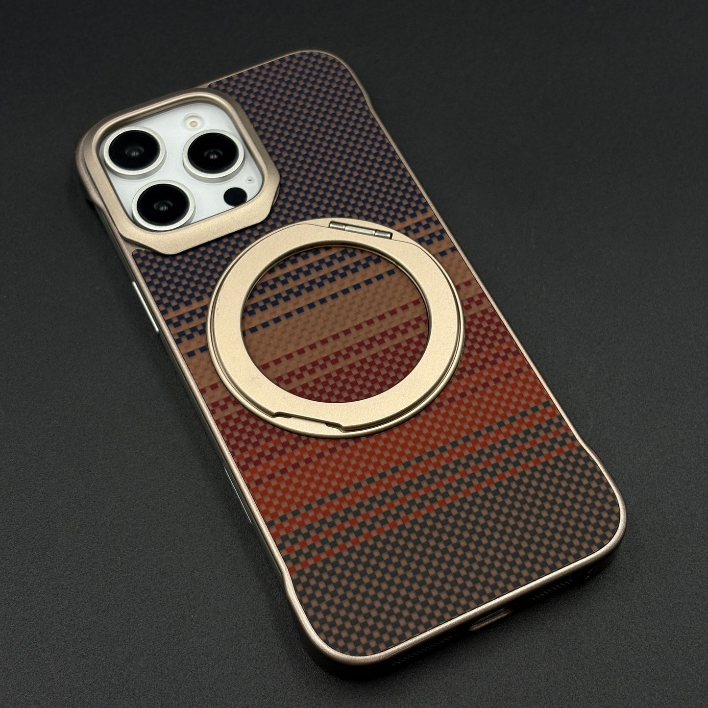 Carbon Fibre Metal Frame Case for iPhone Series | MagSafe Compatible Stand | Rugged Style Protection