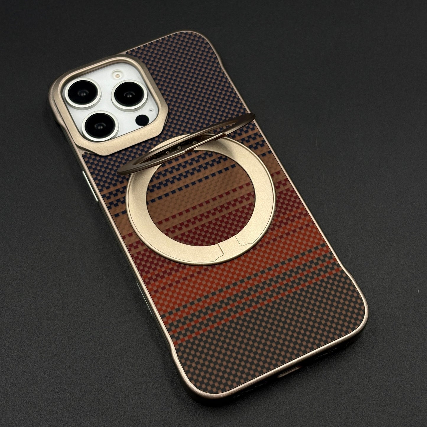 Carbon Fibre Metal Frame Case for iPhone Series | MagSafe Compatible Stand | Rugged Style Protection