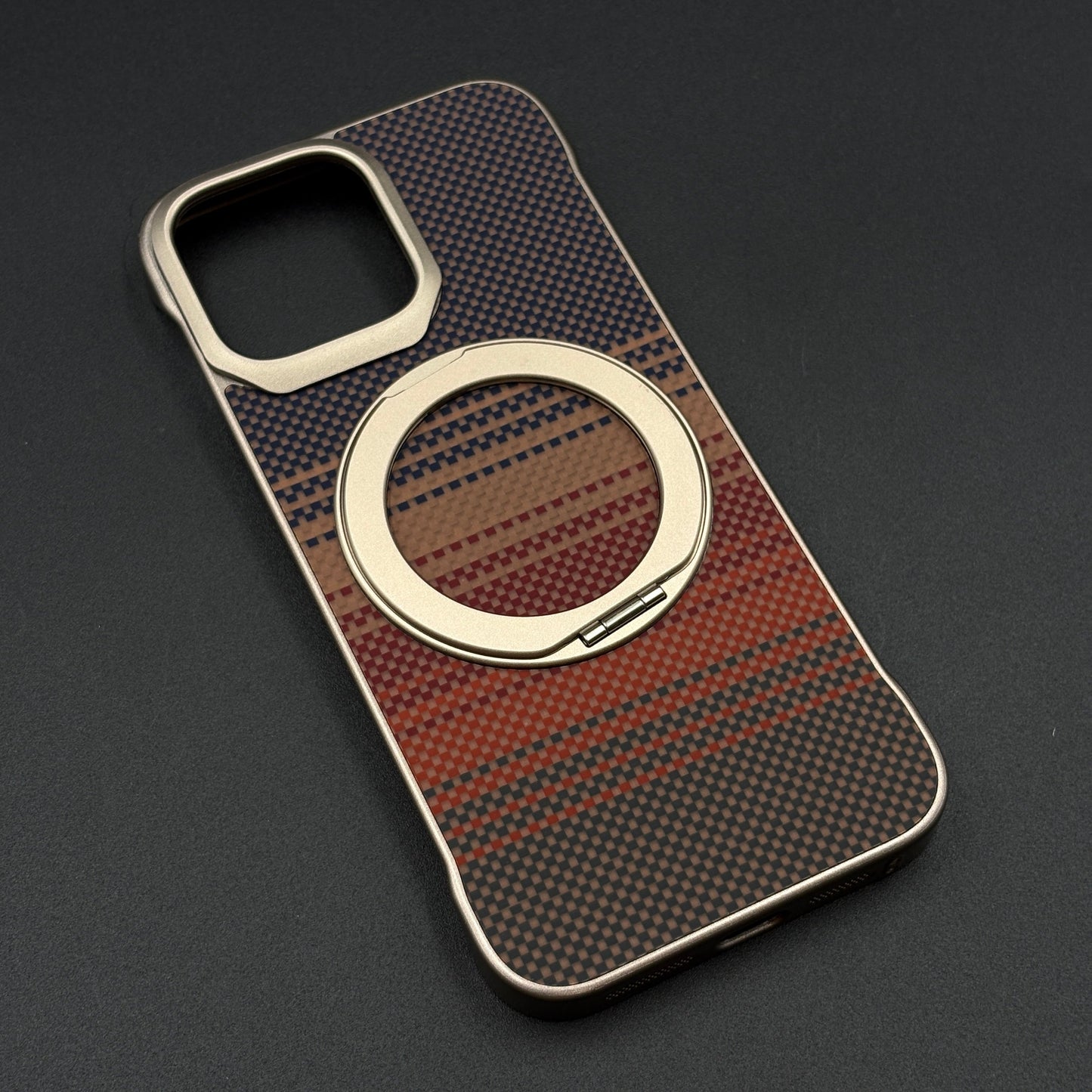 Carbon Fibre Metal Frame Case for iPhone Series | MagSafe Compatible Stand | Rugged Style Protection