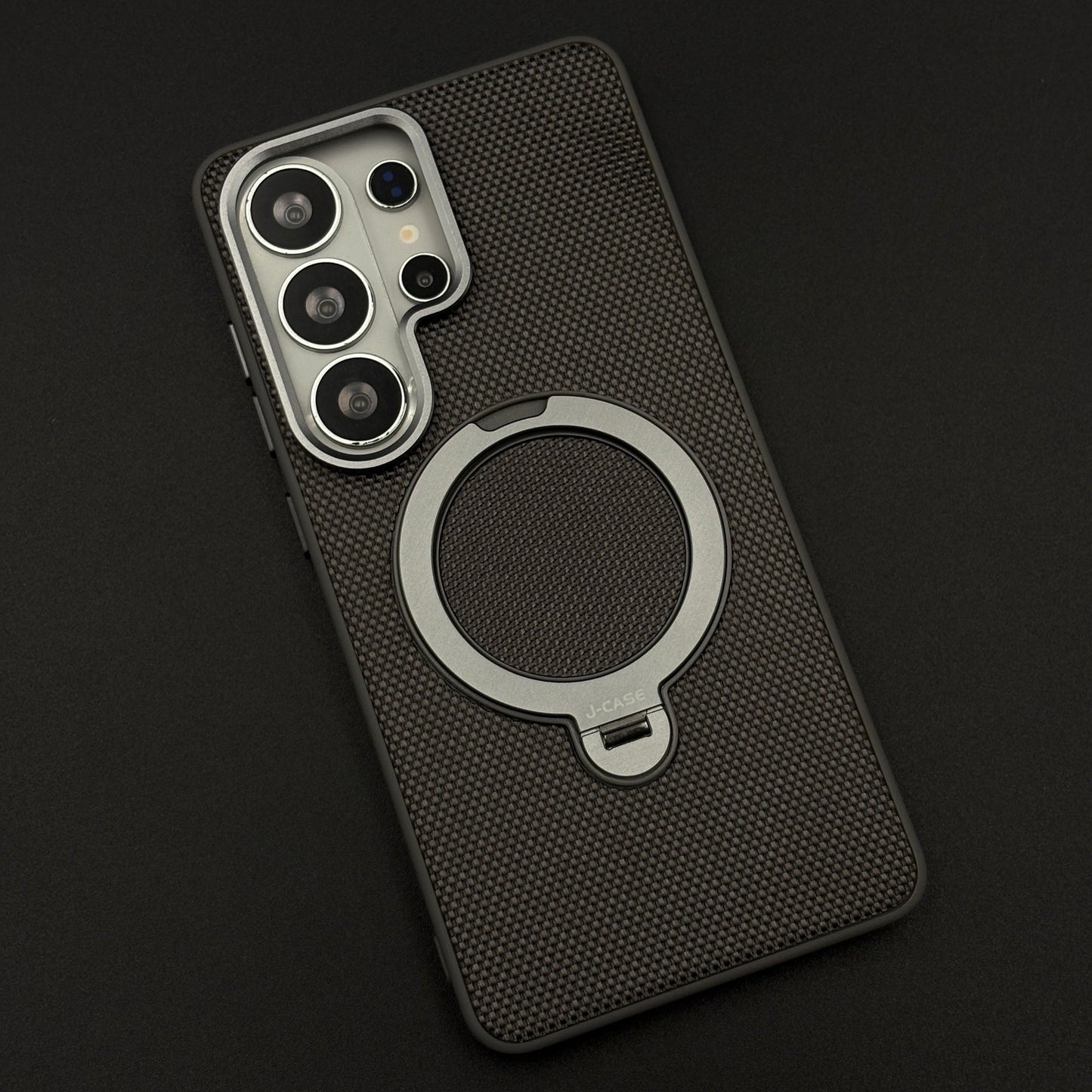 Dotted Carbon Texture Metal Stand MagSafe Case for Samsung Galaxy S26 Ultra