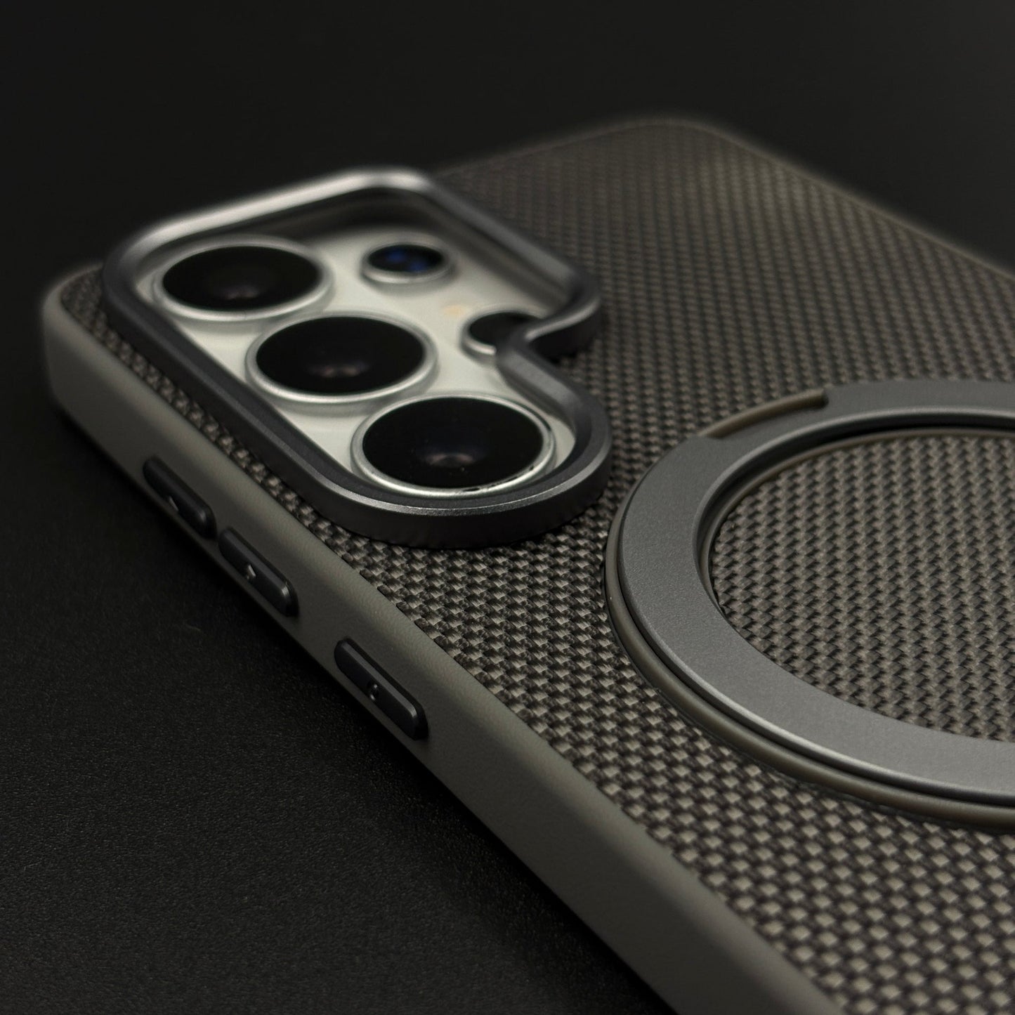 Dotted Carbon Texture Metal Stand MagSafe Case for Samsung Galaxy S26 Ultra