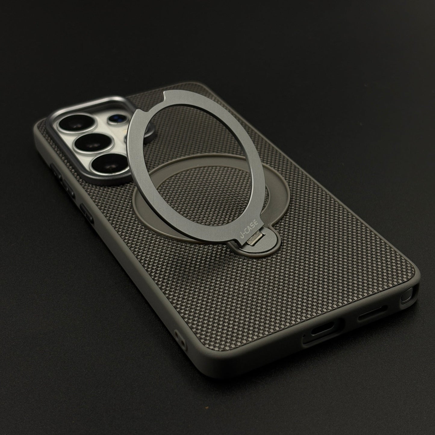 Dotted Carbon Texture Metal Stand MagSafe Case for Samsung Galaxy S26 Ultra