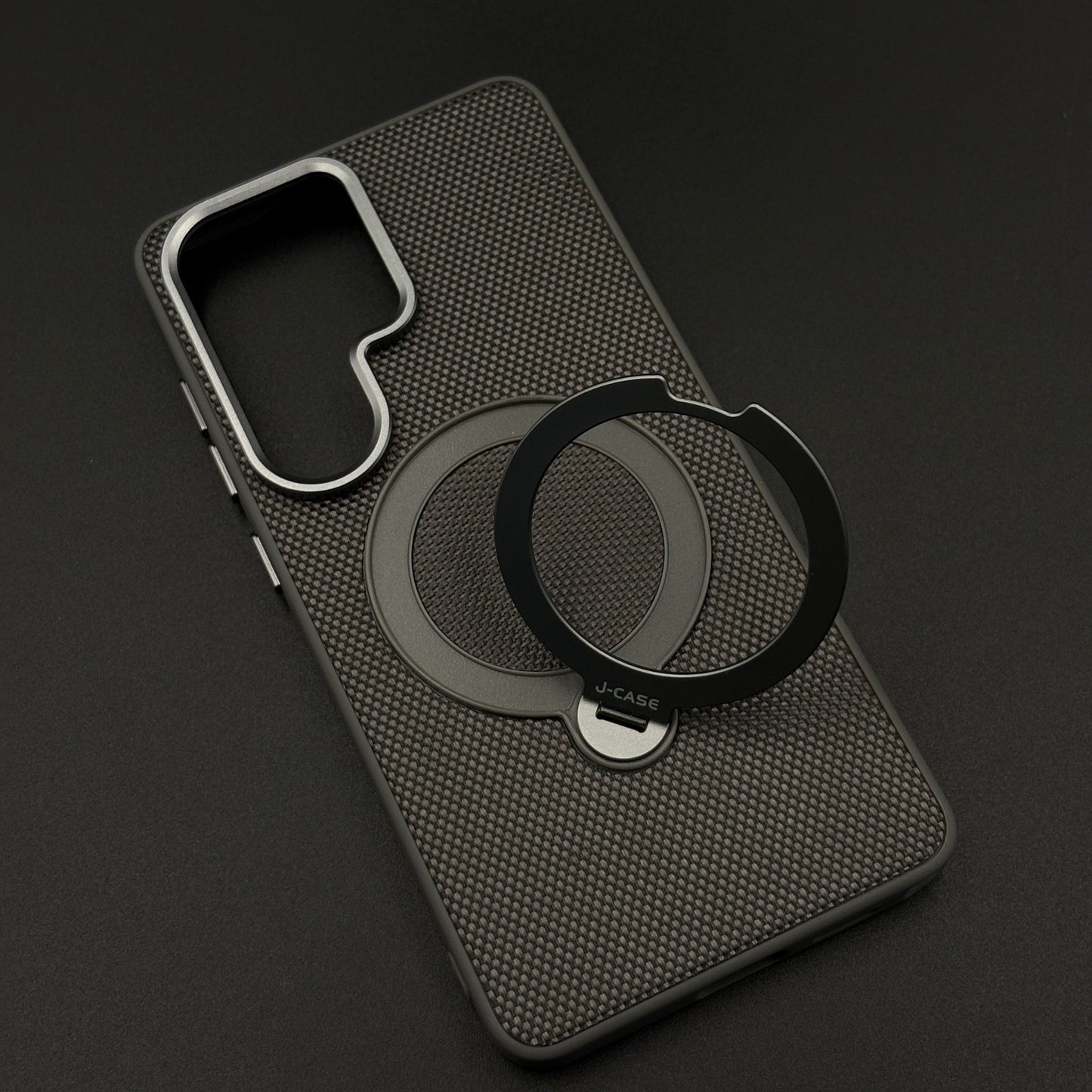 Dotted Carbon Texture Metal Stand MagSafe Case for Samsung Galaxy S26 Ultra