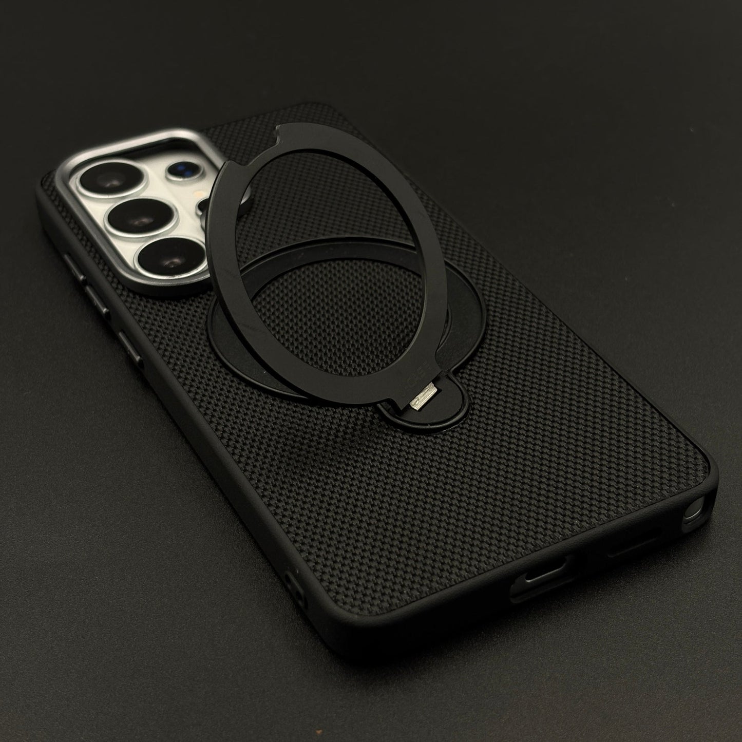Dotted Carbon Texture Metal Stand MagSafe Case for Samsung Galaxy S26 Ultra