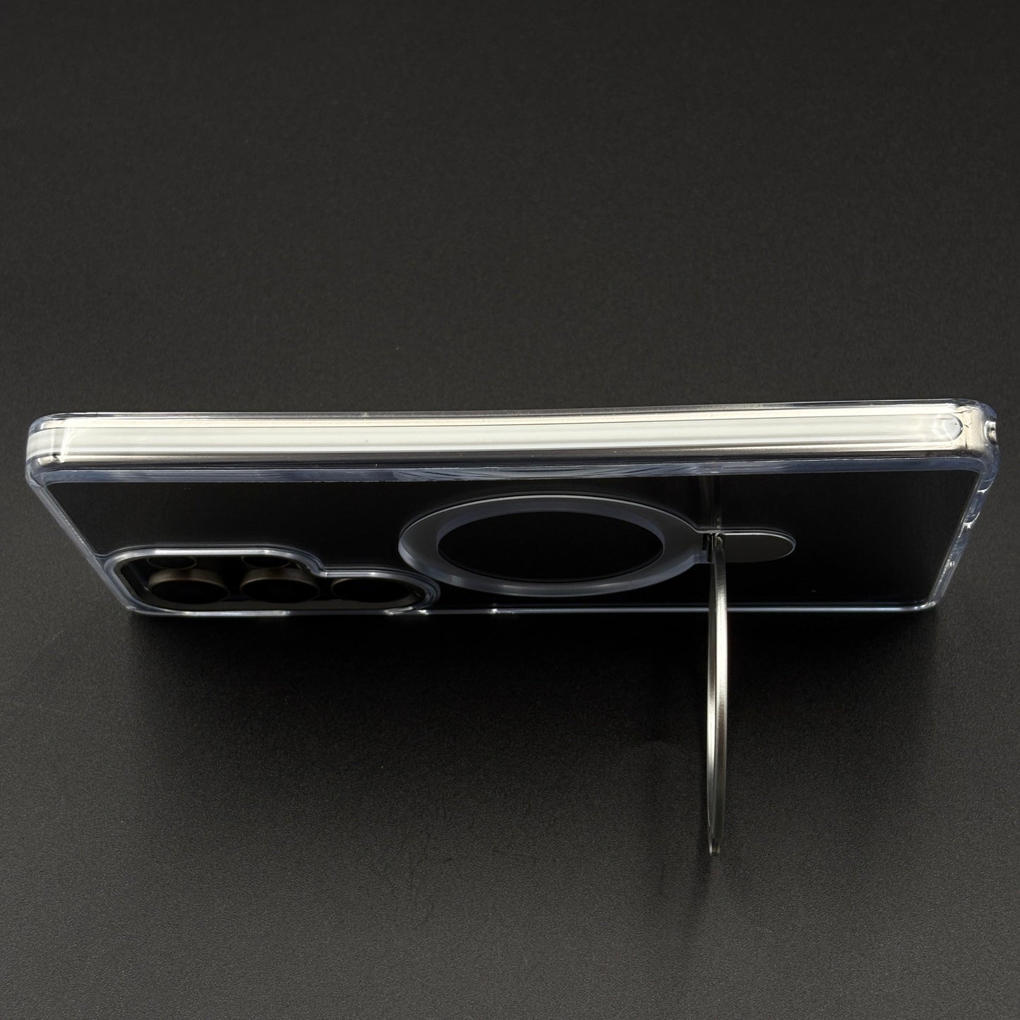 Magnetic Metal Ring Stand Case for Samsung Galaxy S25 Ultra | Magsafe Compatible | Non-Yellowing | Shockproof Transparent Cover