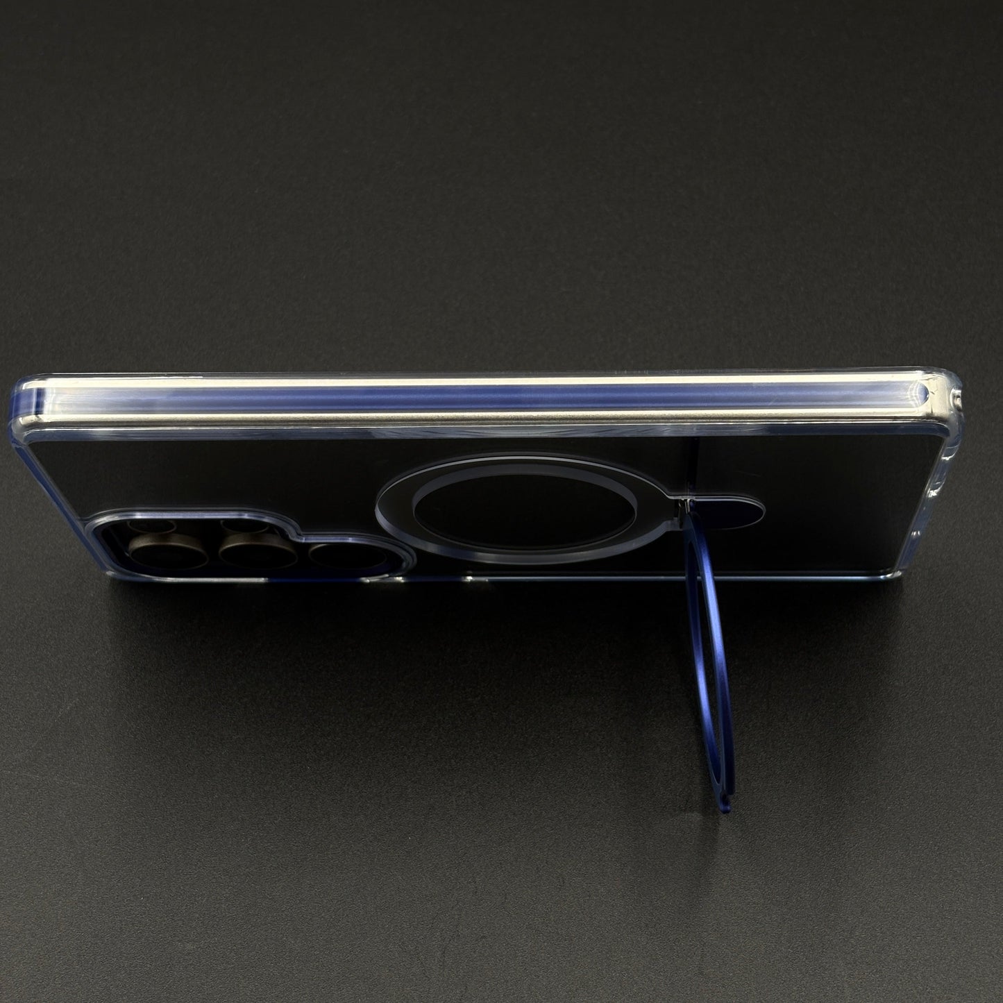 Magnetic Metal Ring Stand Case for Samsung Galaxy S25 Ultra | Magsafe Compatible | Non-Yellowing | Shockproof Transparent Cover