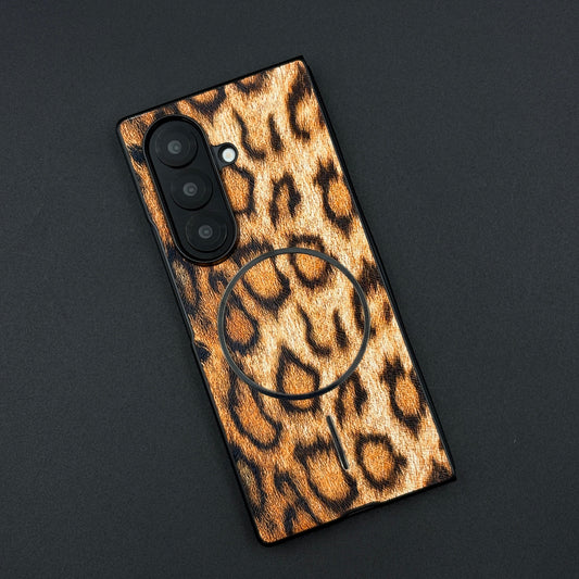 Leopard Print PU Leather Case for Samsung Galaxy Z Fold 7 | MagSafe Compatible | Bold Feel | Stylish Protection