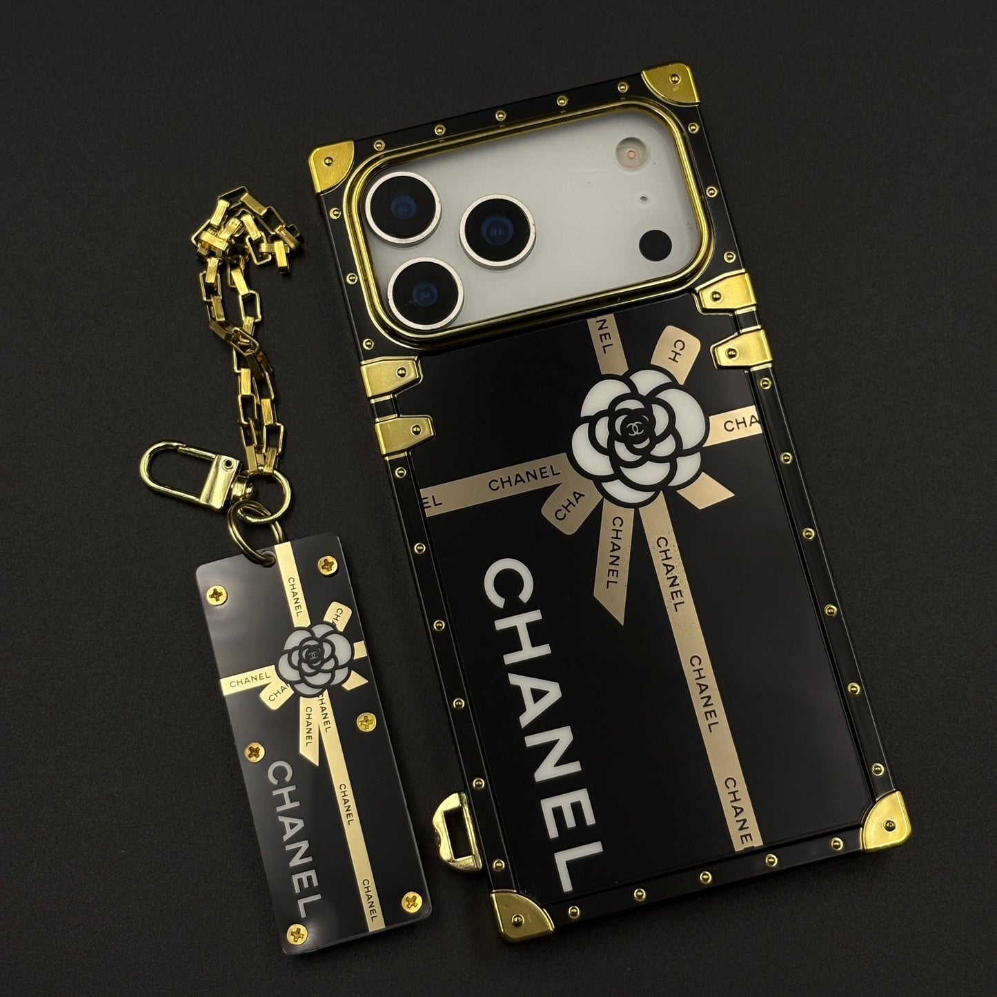 Luxury CC Square Trunk Case with Chain for iPhone 17 Series