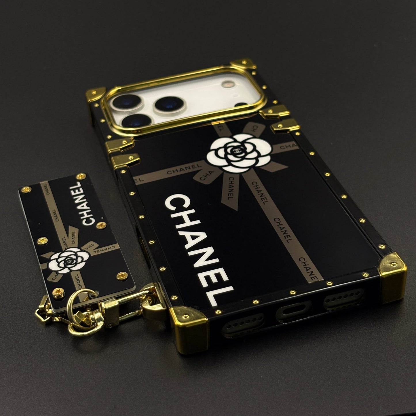 Luxury CC Square Trunk Case with Chain for iPhone 17 Series