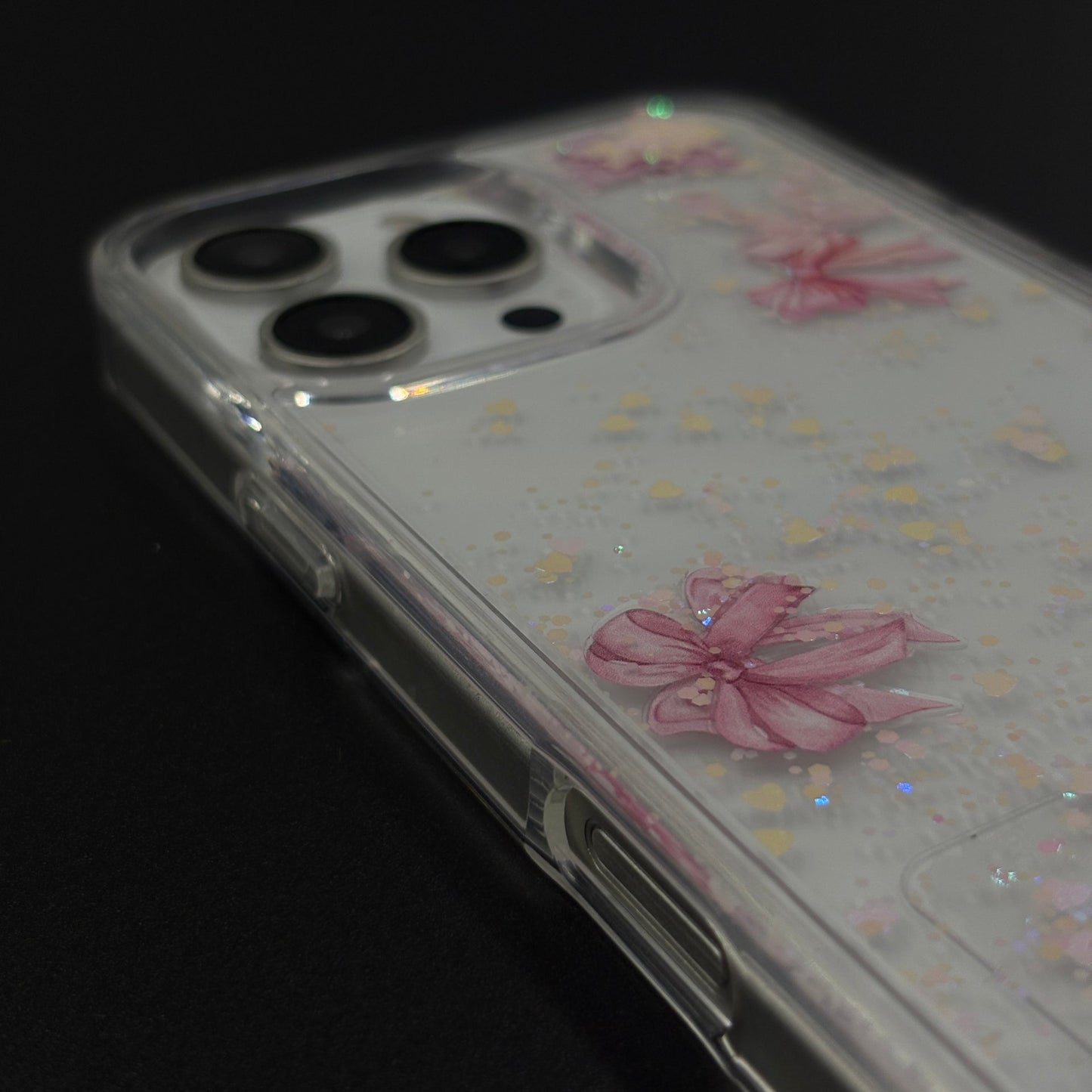 Bow & Butterfly Bloom Confetti Floating Mobile Case Cover for iPhone