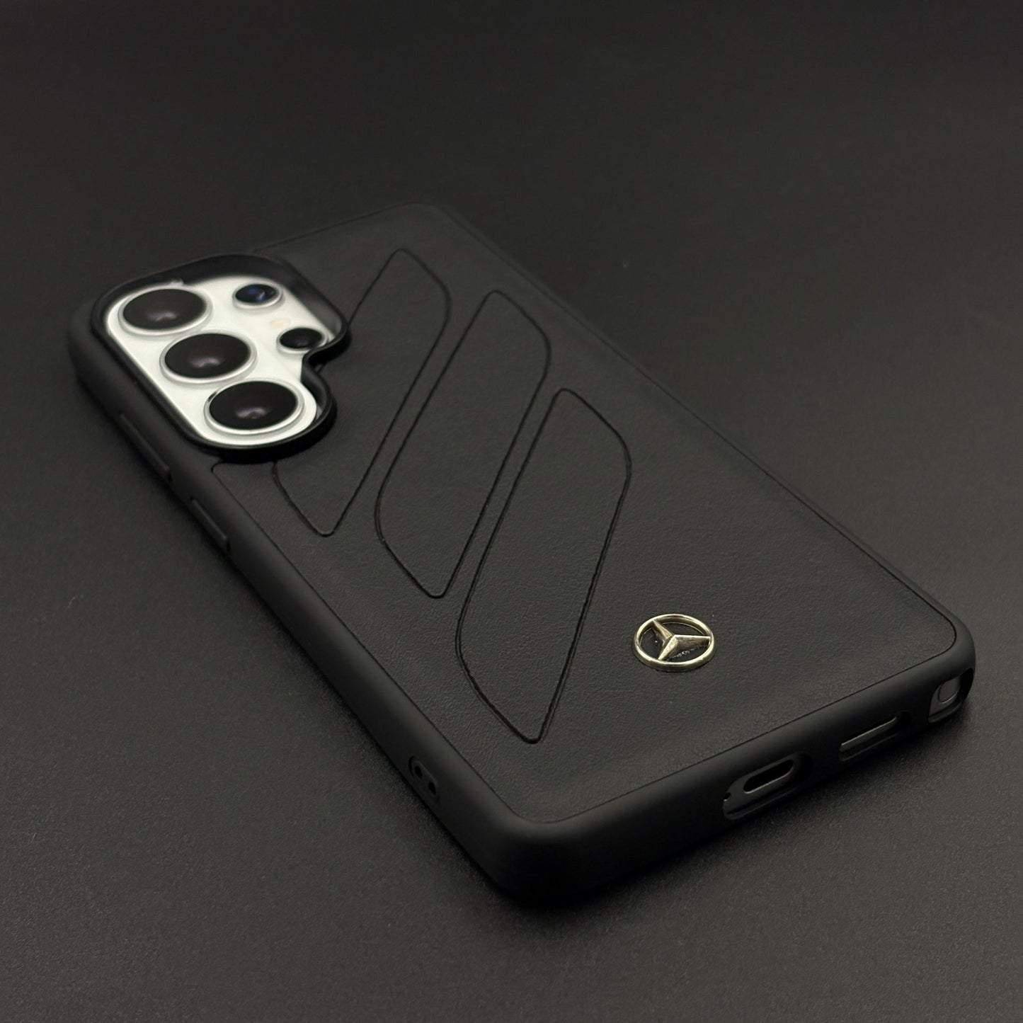 Luxury Sports Car Brand Merc Noir Texture Case for Samsung Galaxy S26 Ultra with Embossed Design