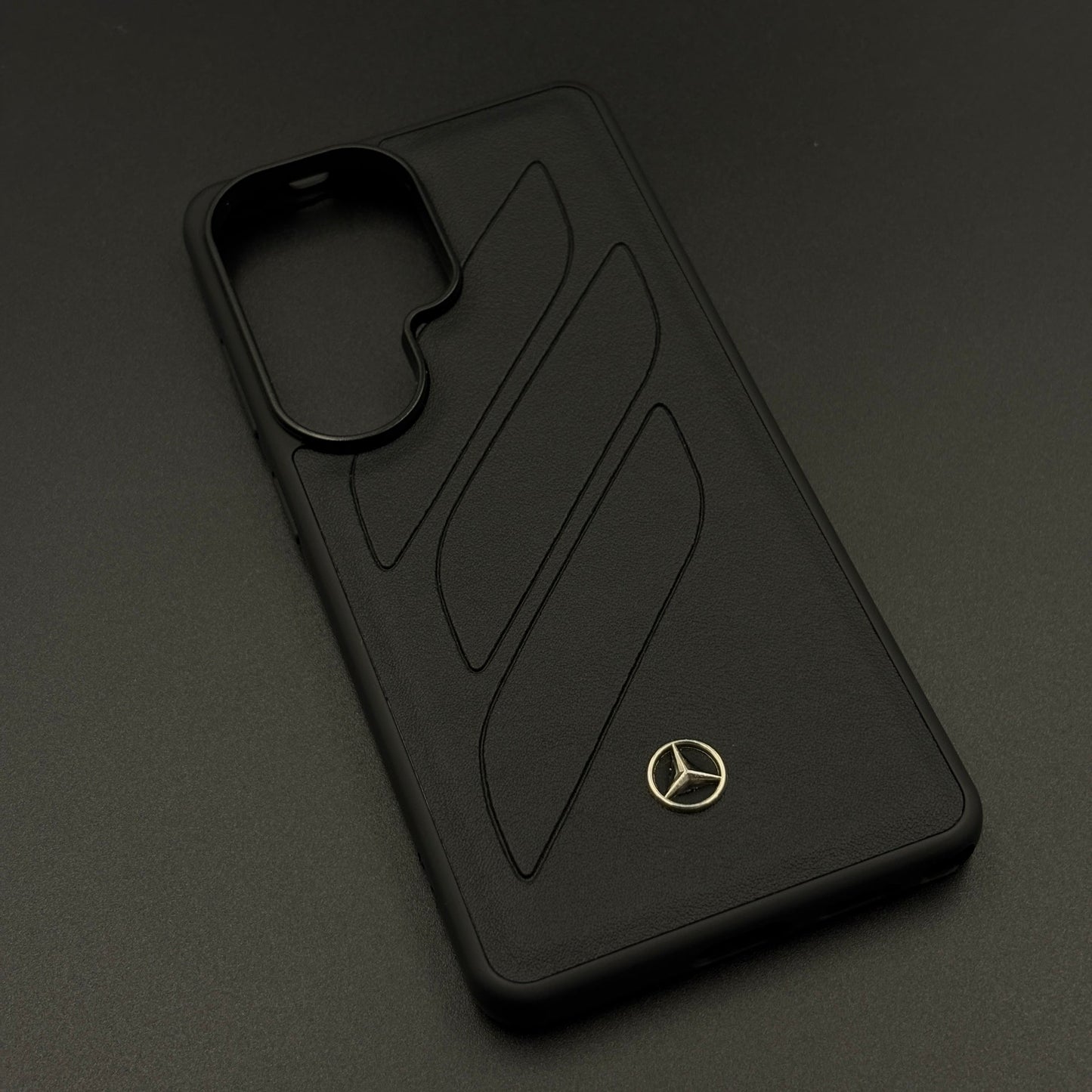 Luxury Sports Car Brand Merc Noir Texture Case for Samsung Galaxy S26 Ultra with Embossed Design