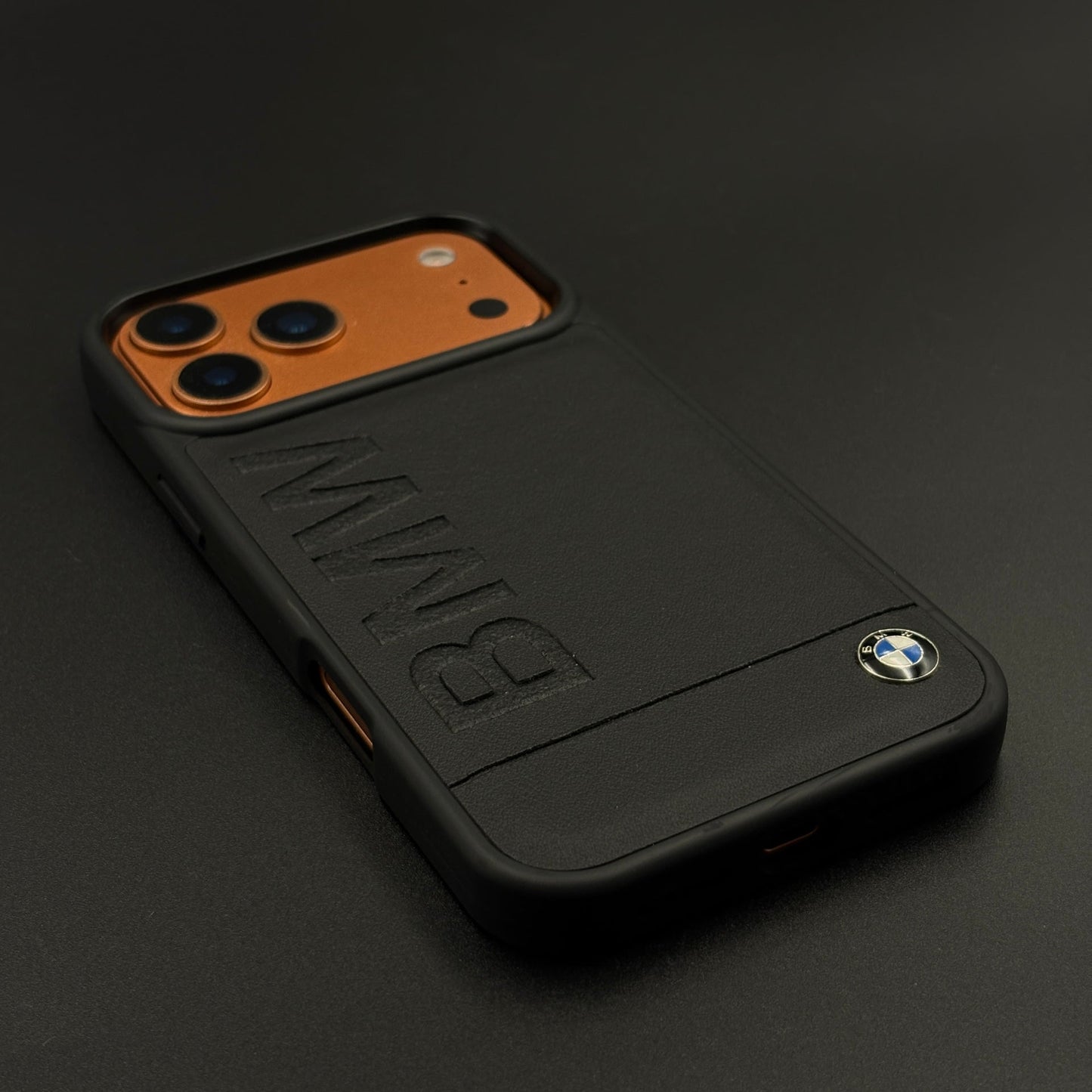 Luxury Sports Car Embossed Name Case with Logo for iPhone 17 Series with Sleek Black Finish