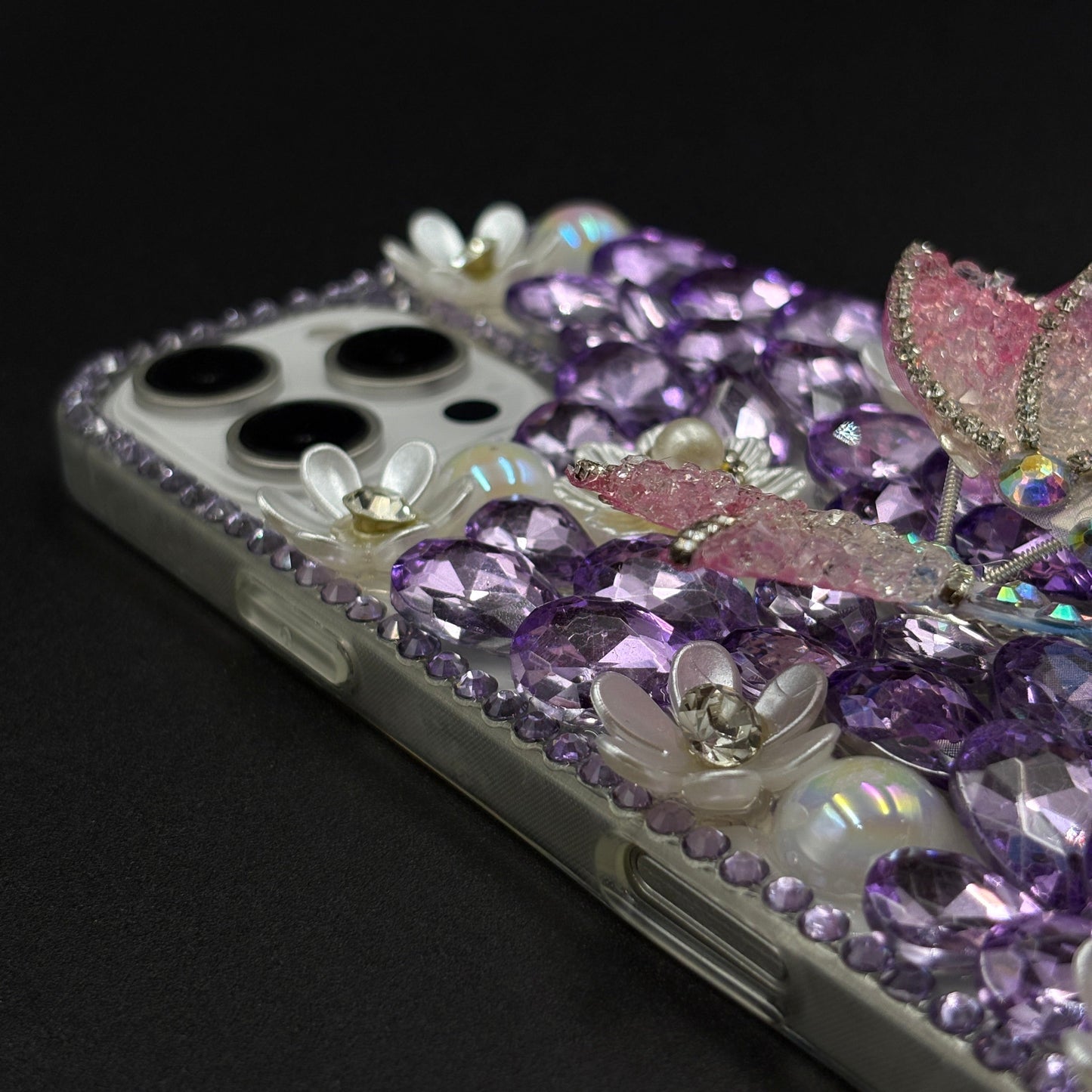 Luxury Butterfly Design Crystal Case for iPhone | Handcrafted Rhinestone Cover | Gems & Floral Accents | Premium Feel & Glam Look
