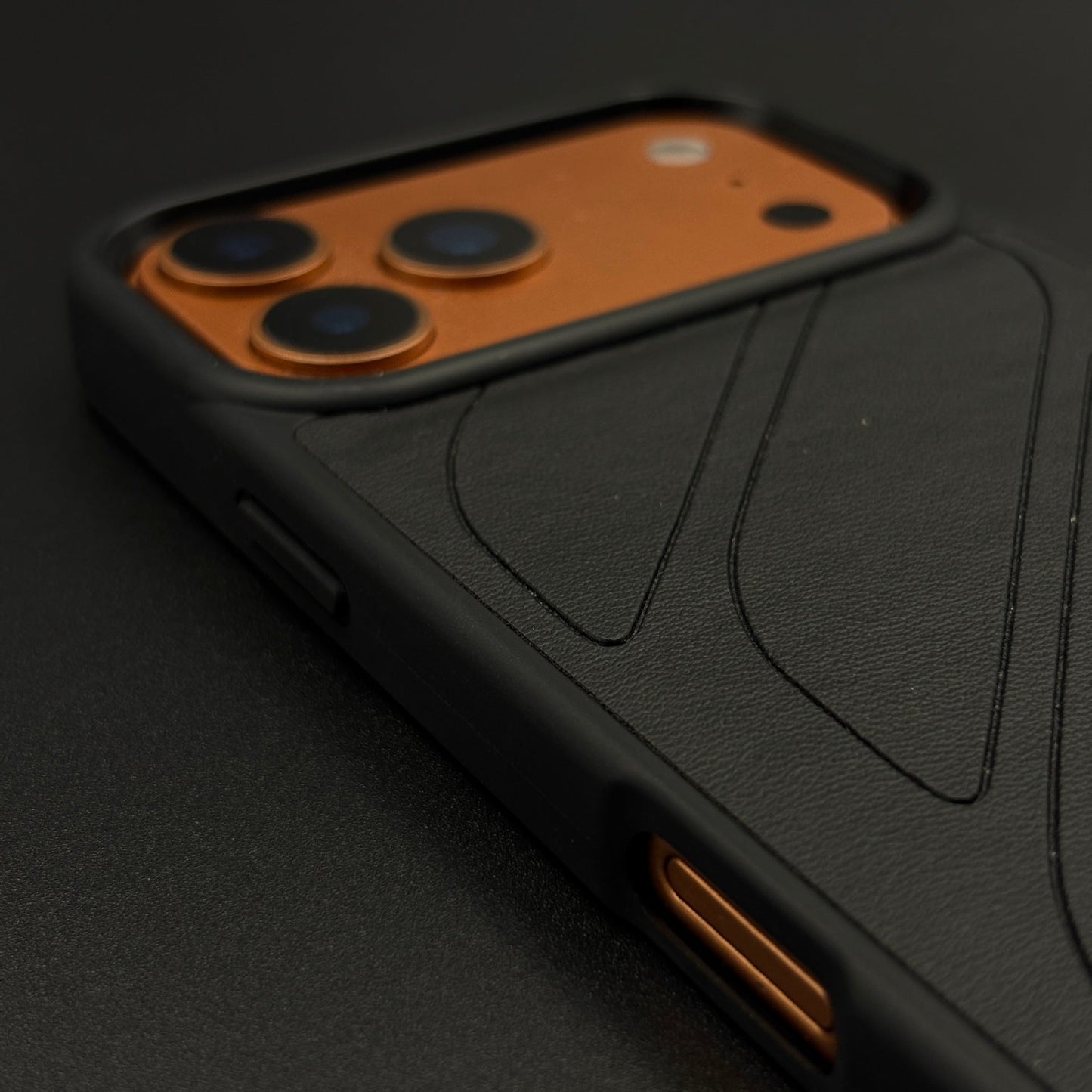 Luxury Sports Car Brand Merc Noir Texture Case for iPhone 17 Series with Embossed Design