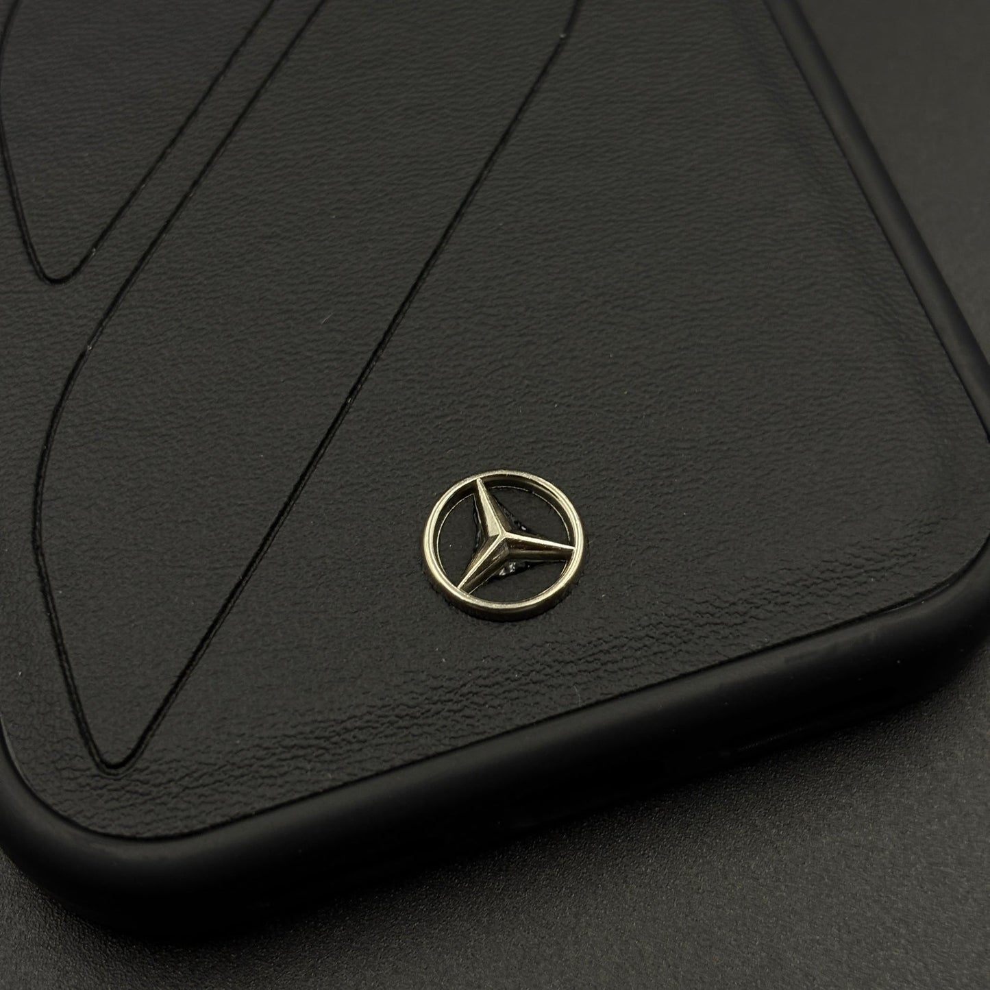 Luxury Sports Car Brand Merc Noir Texture Case for iPhone 17 Series with Embossed Design