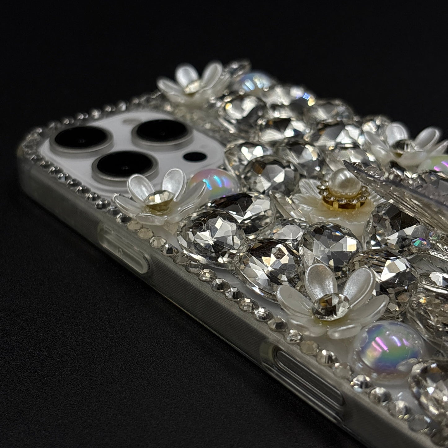 Luxury Butterfly Design Crystal Case for iPhone | Handcrafted Rhinestone Cover | Gems & Floral Accents | Premium Feel & Glam Look