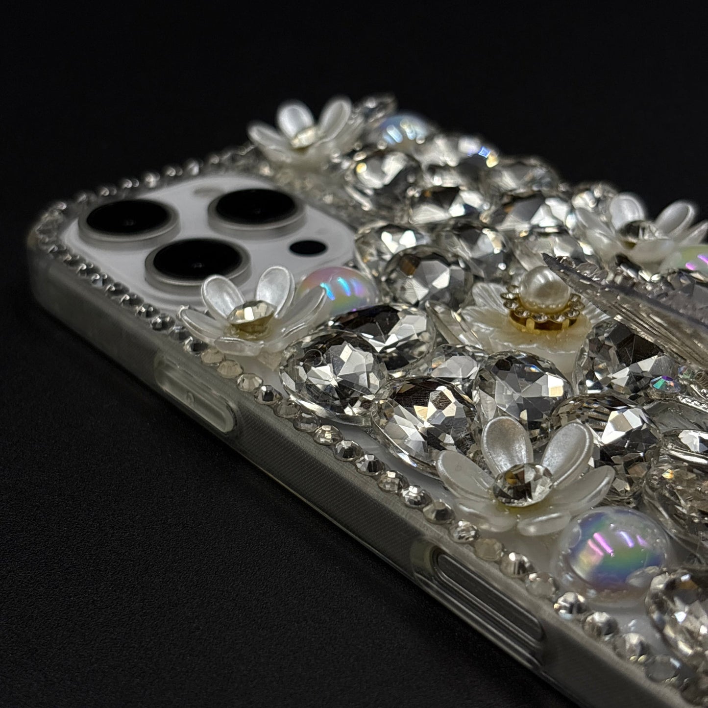Luxury Butterfly Design Crystal Case for iPhone | Handcrafted Rhinestone Cover | Gems & Floral Accents | Premium Feel & Glam Look