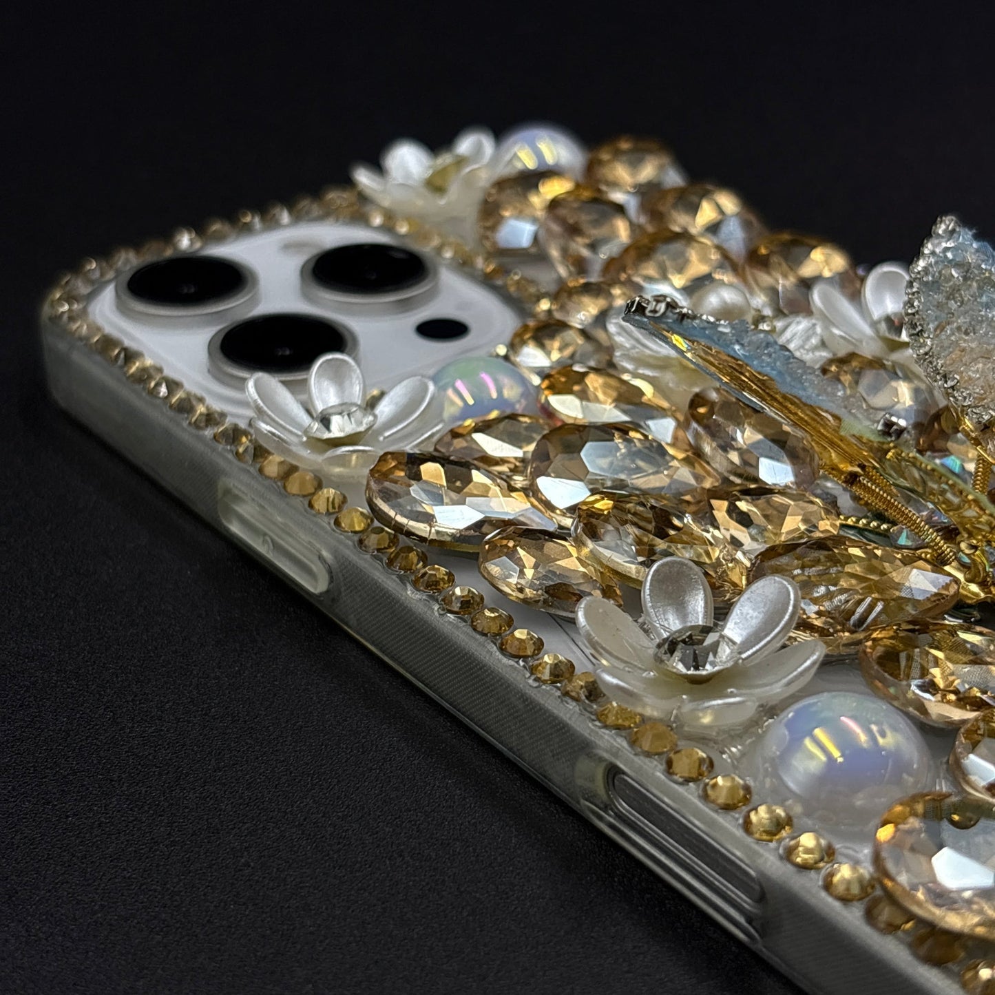 Luxury Butterfly Design Crystal Case for iPhone | Handcrafted Rhinestone Cover | Gems & Floral Accents | Premium Feel & Glam Look