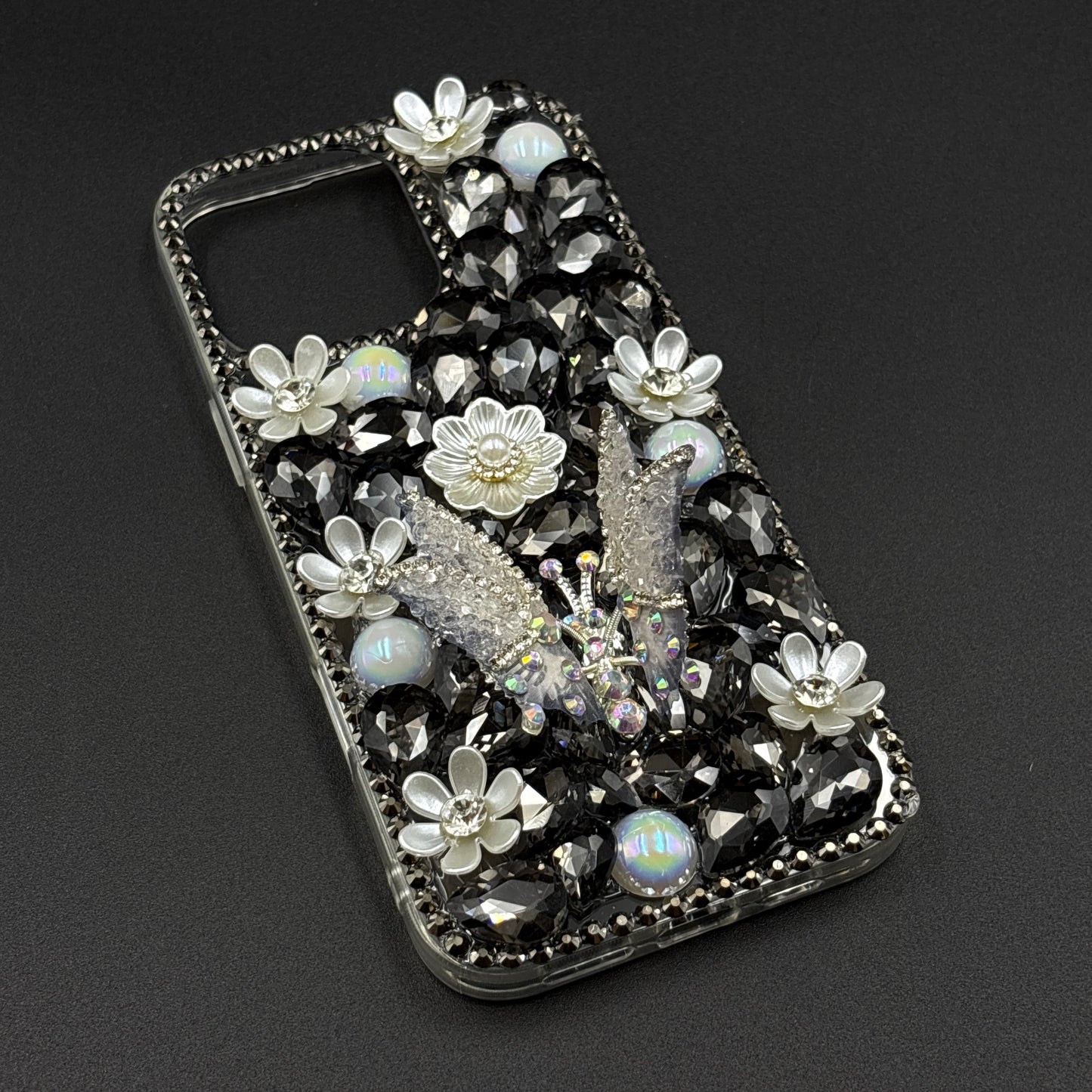 Luxury Butterfly Design Crystal Case for iPhone | Handcrafted Rhinestone Cover | Gems & Floral Accents | Premium Feel & Glam Look