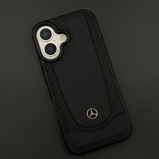 Black Perf Line Luxury Sports Car Merc Case for iPhone 17 with Perforated Detail
