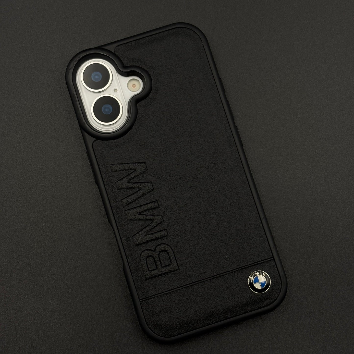 Luxury Sports Car Embossed Name Case with Logo for iPhone 17 with Sleek Black Finish