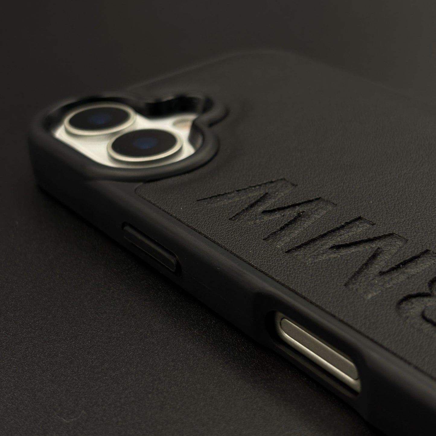 Luxury Sports Car Embossed Name Case with Logo for iPhone 17 with Sleek Black Finish