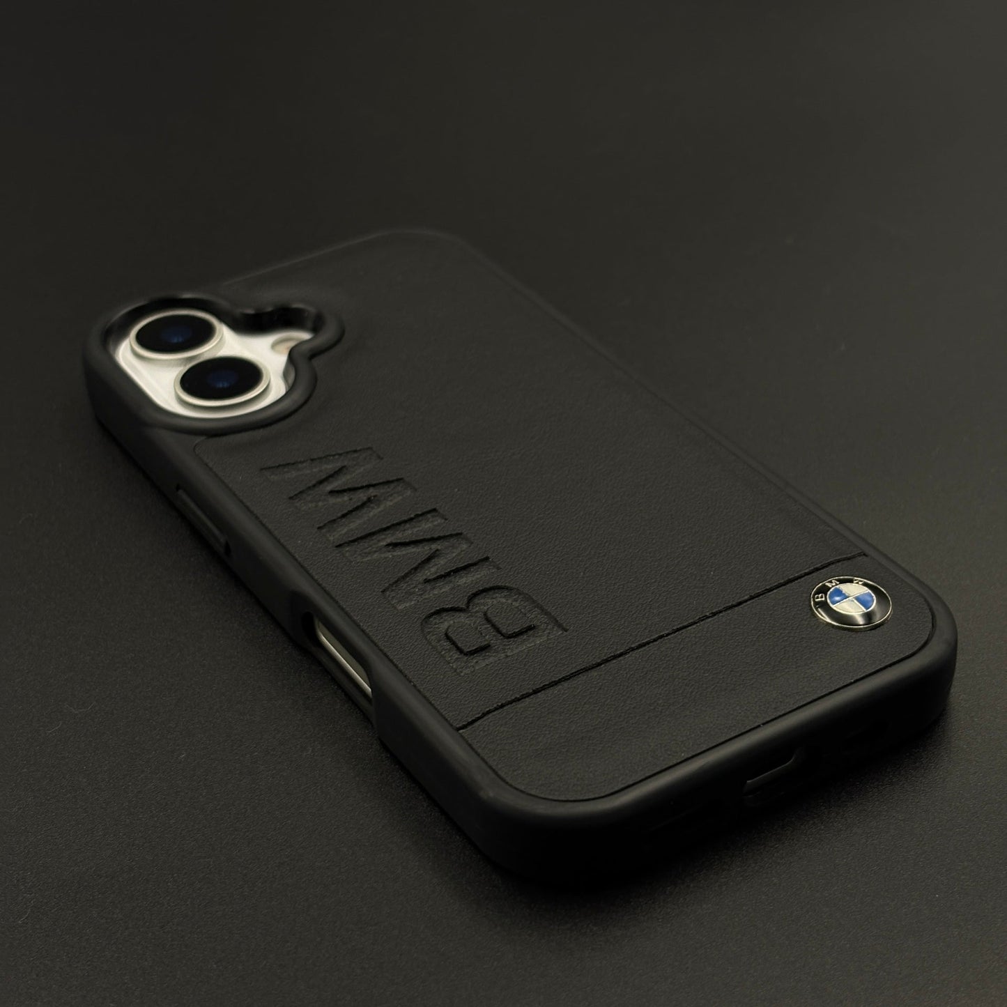 Luxury Sports Car Embossed Name Case with Logo for iPhone 17 with Sleek Black Finish