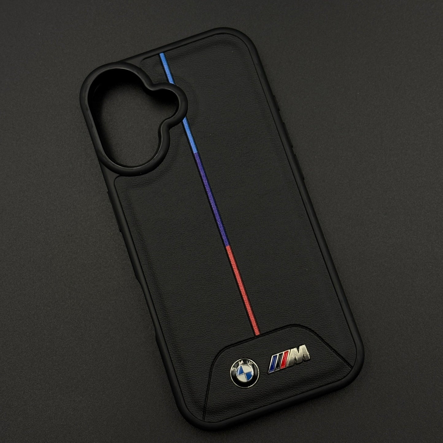 Performance M Series Sport Car Racing Stripe Case for iPhone 17 with Tricolor Accent