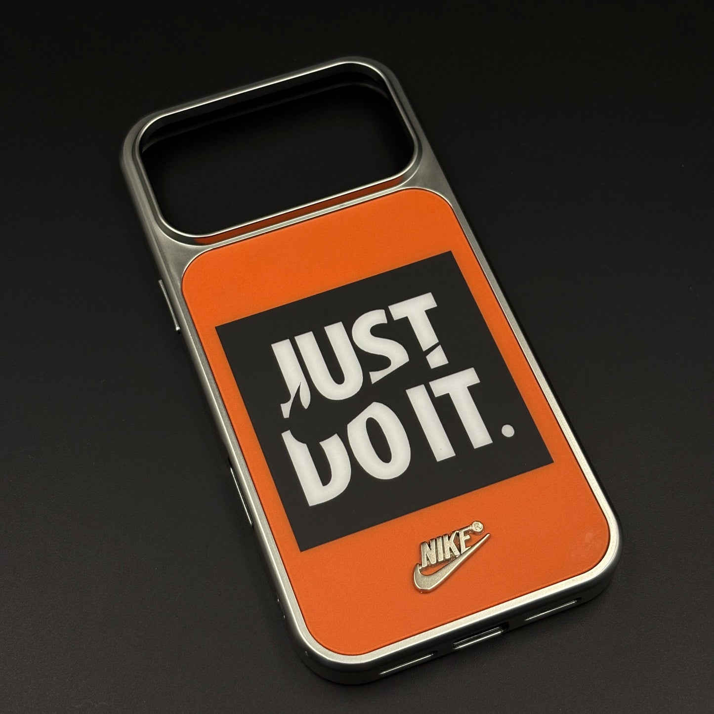 Sports Edition “Just Do It” Mobile Case Cover for iPhone 17 Series | Aluminium Frame Athletic Cover | Embossed Logo